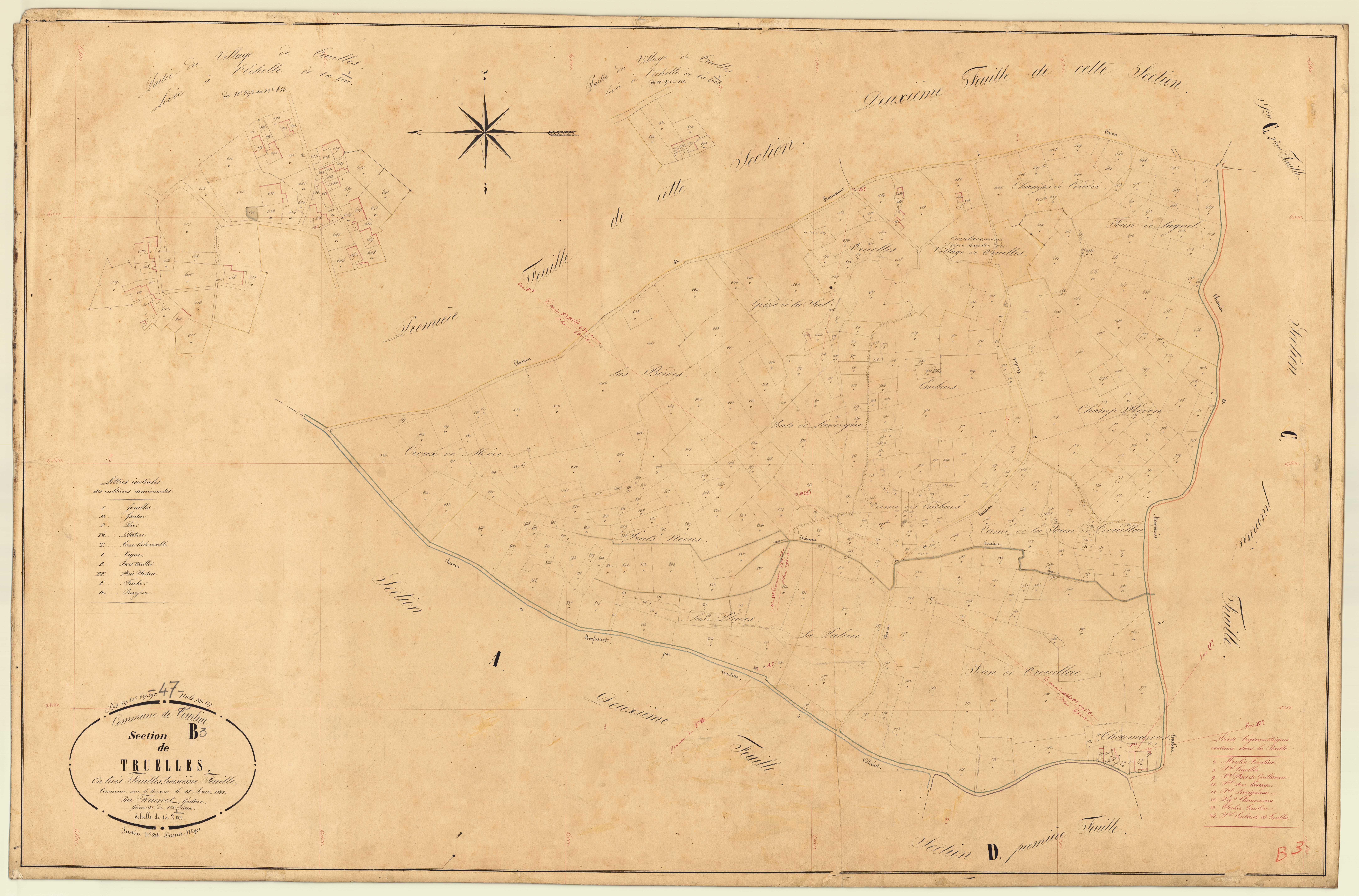 Plan napoléonien, feuille préparatoire-B3 Truelles, Tourliac