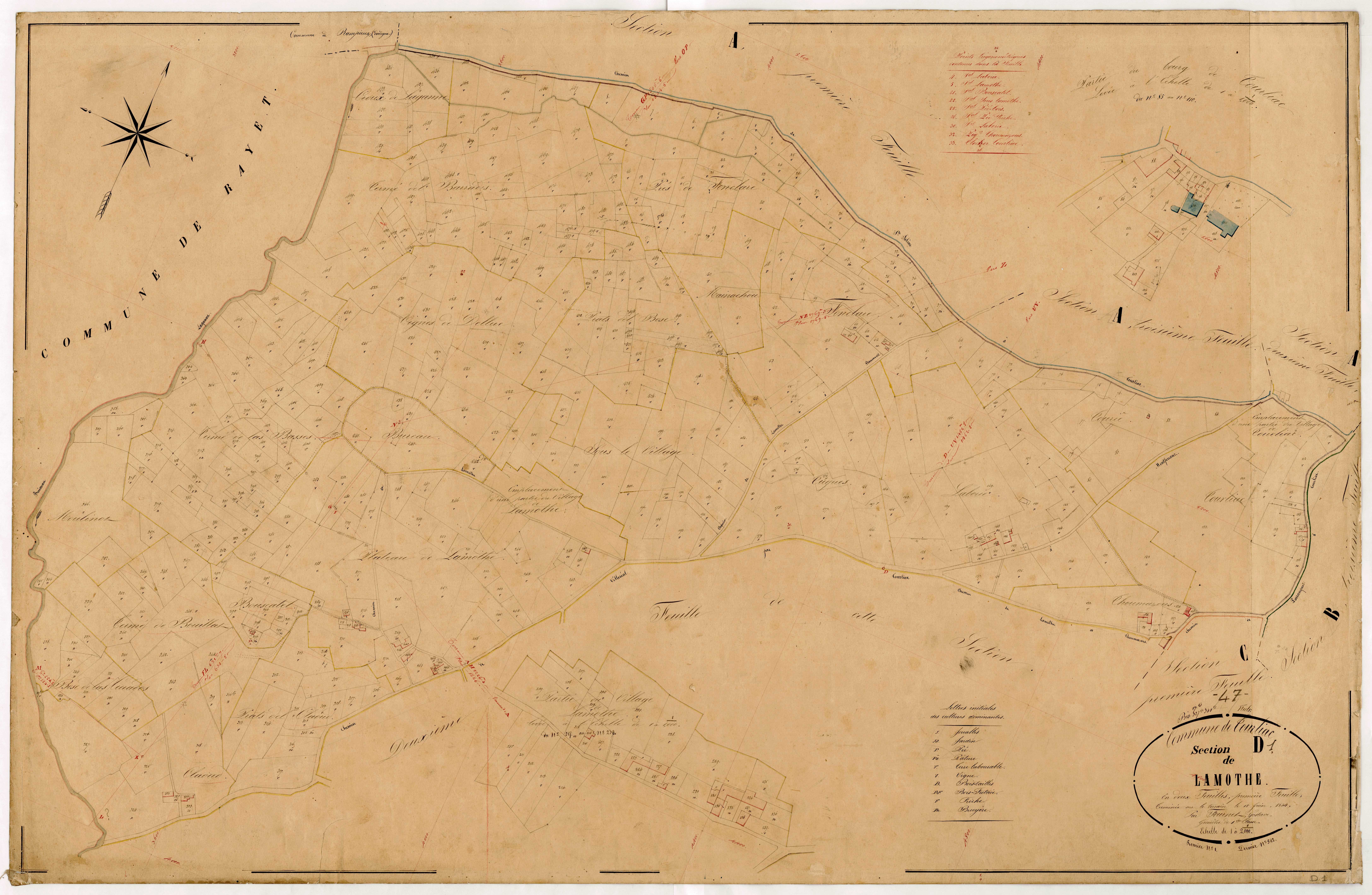 Plan napoléonien, feuille préparatoire-D1 Lamothe, Tourliac