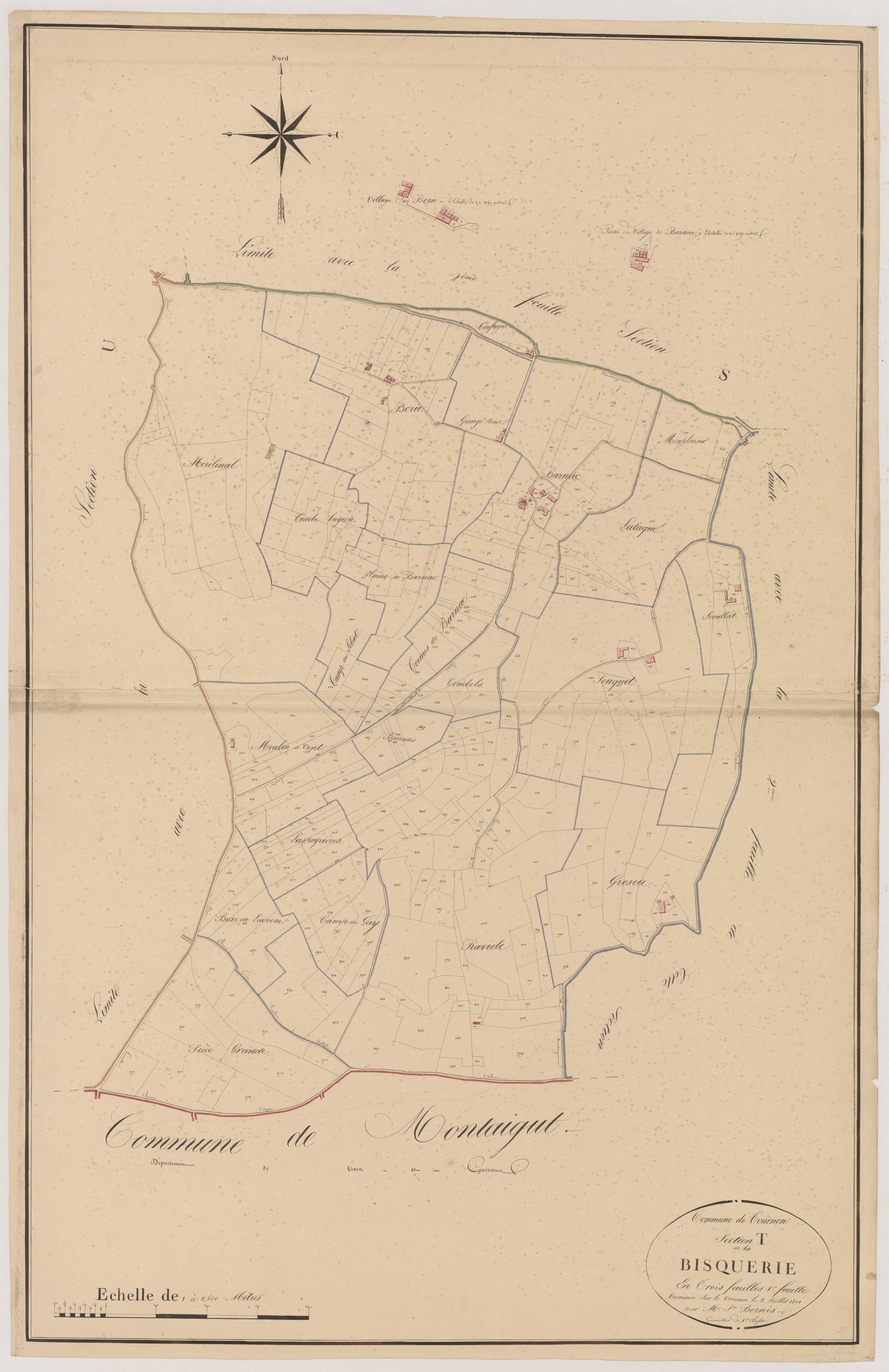 Plan napoléonien, atlas-T1 Bisquerie, Tournon-d’Agenais