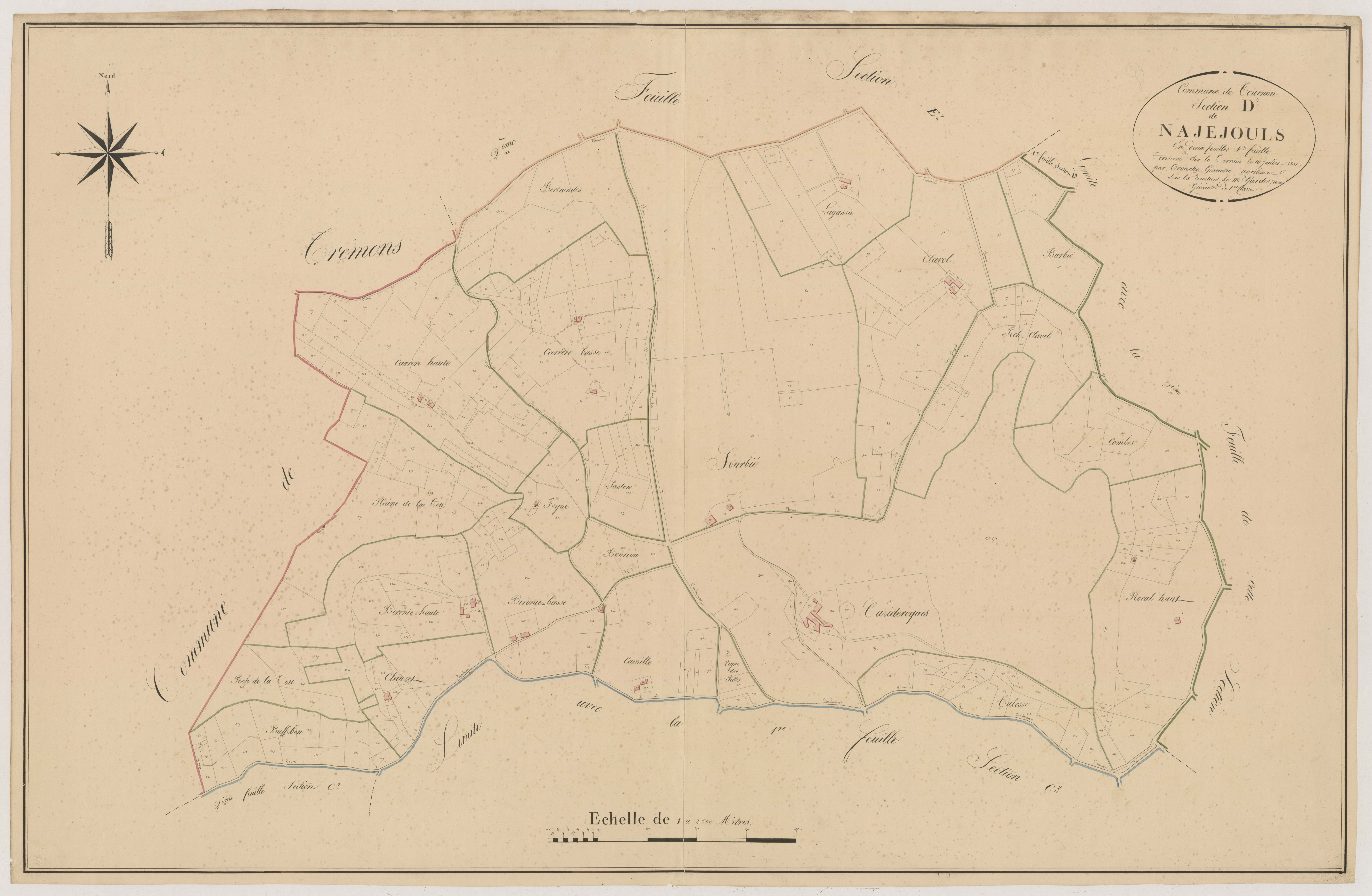 Plan napoléonien, atlas-D²1 Najejouls, Tournon-d’Agenais