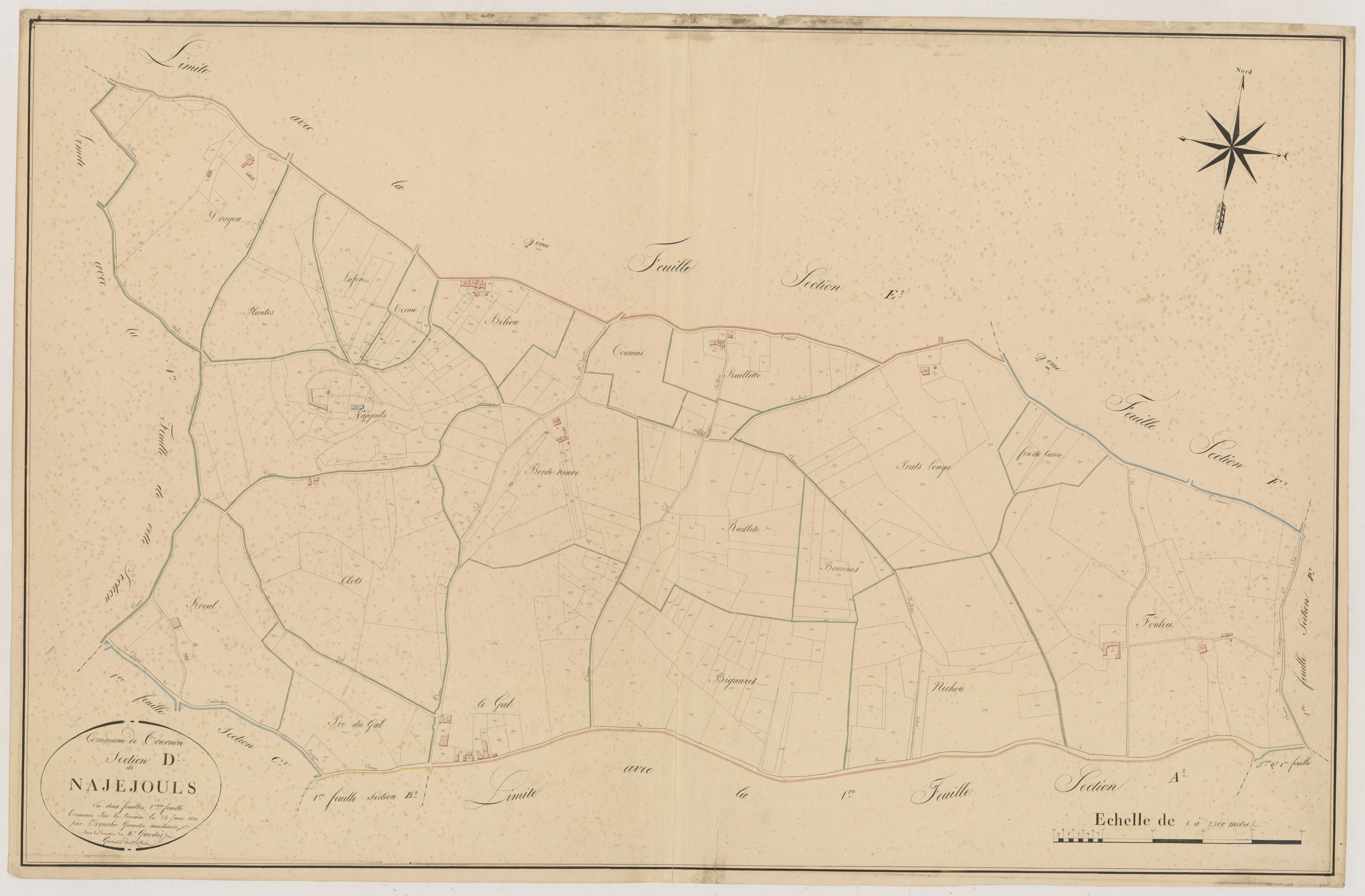 Plan napoléonien, atlas-D²2 Najejouls, Tournon-d’Agenais
