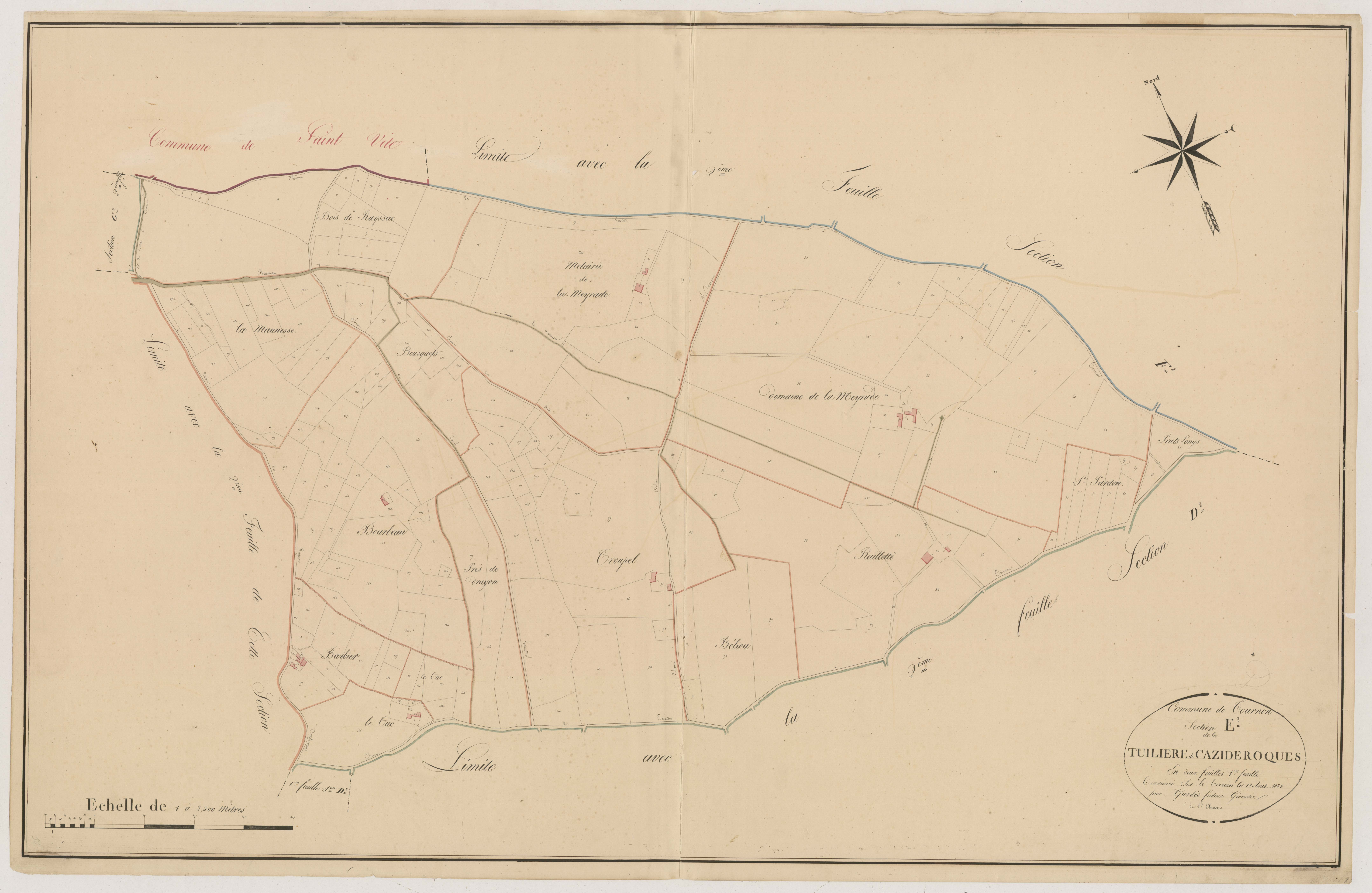 Plan napoléonien, atlas-E²1 La Tuilerie de Cazideroques, Tournon-d’Agenais