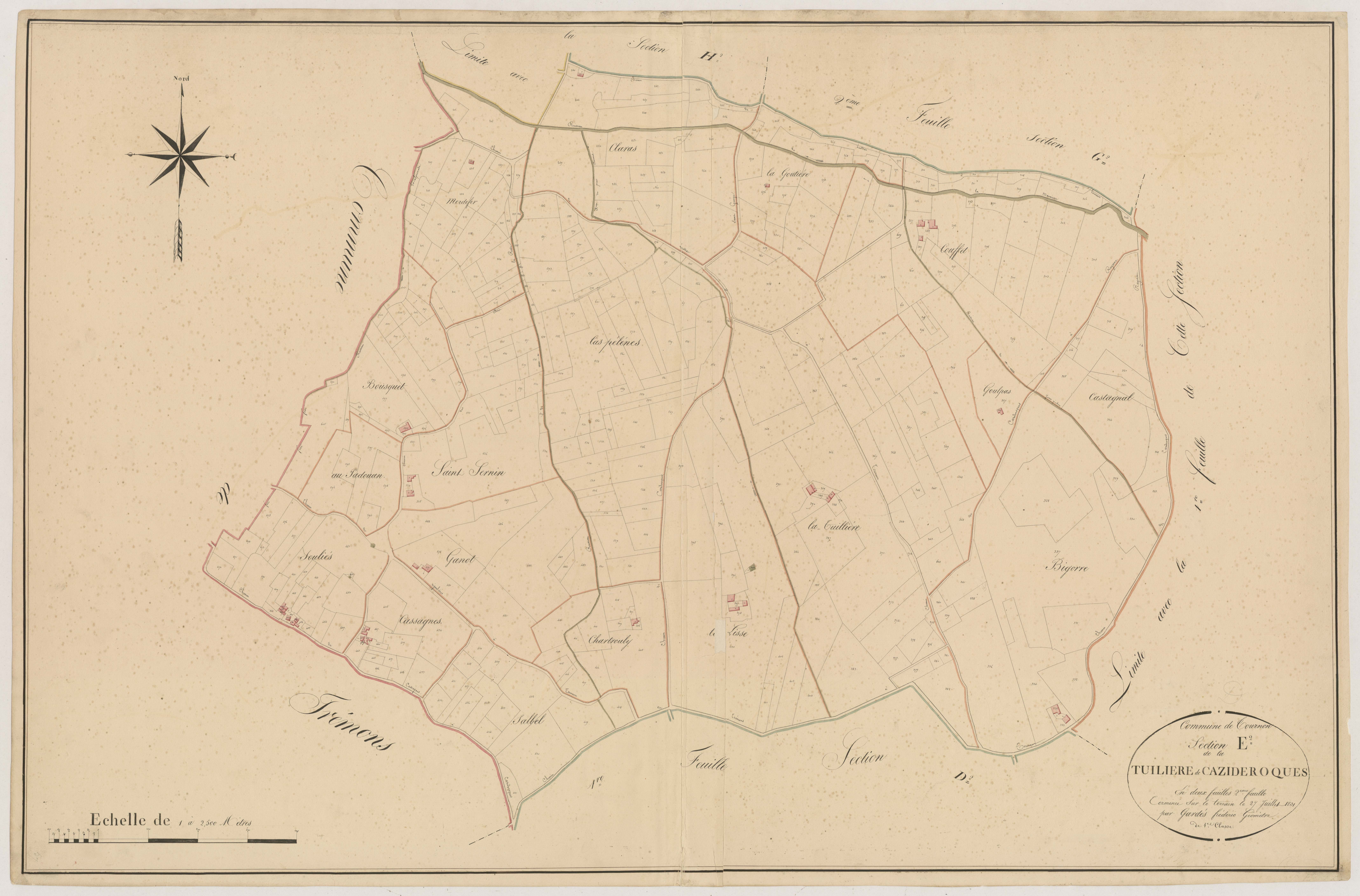 Plan napoléonien, atlas-E²2 La Tuilerie de Cazideroques, Tournon-d’Agenais
