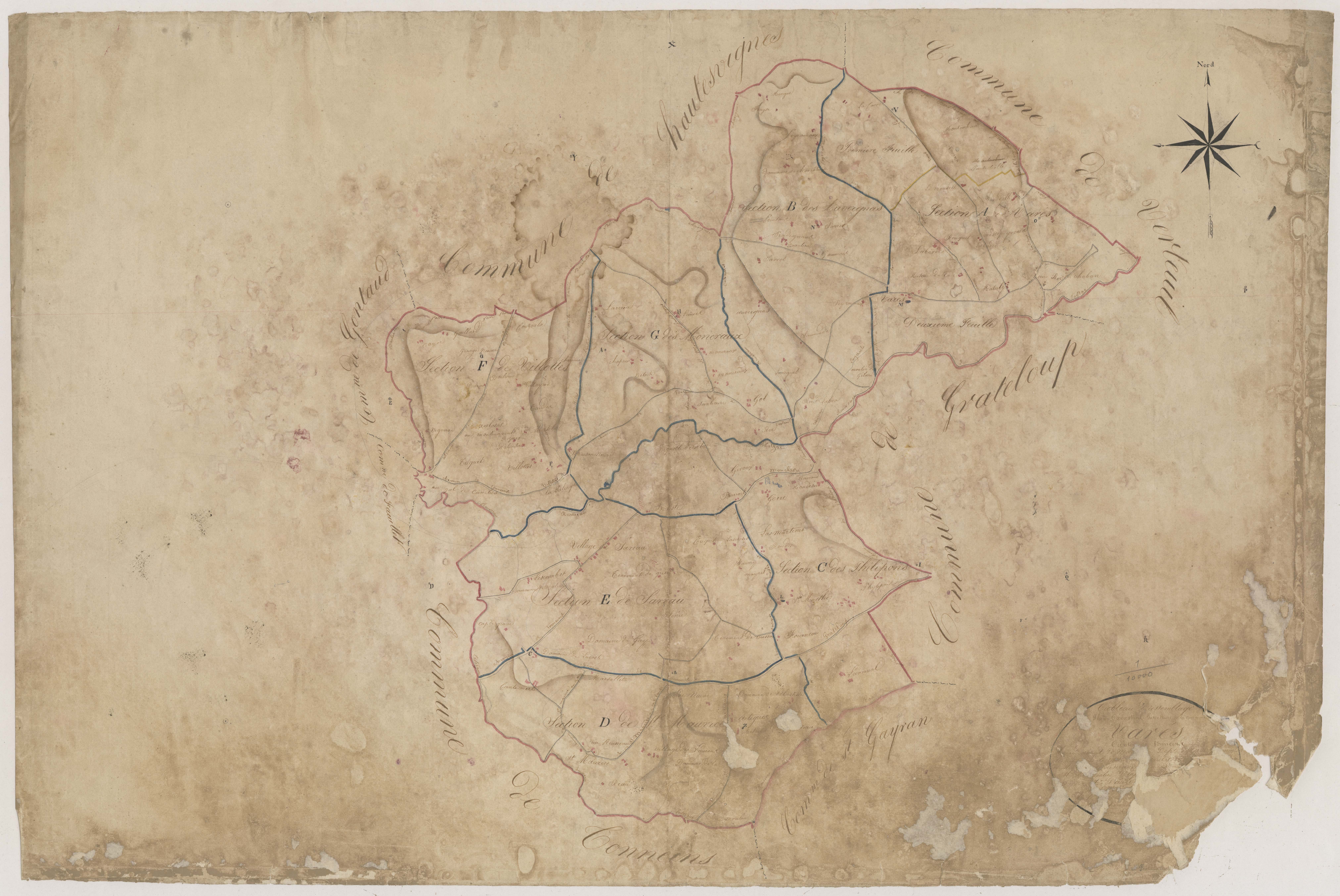 Plan napoléonien, feuille préparatoire-TA, Varès