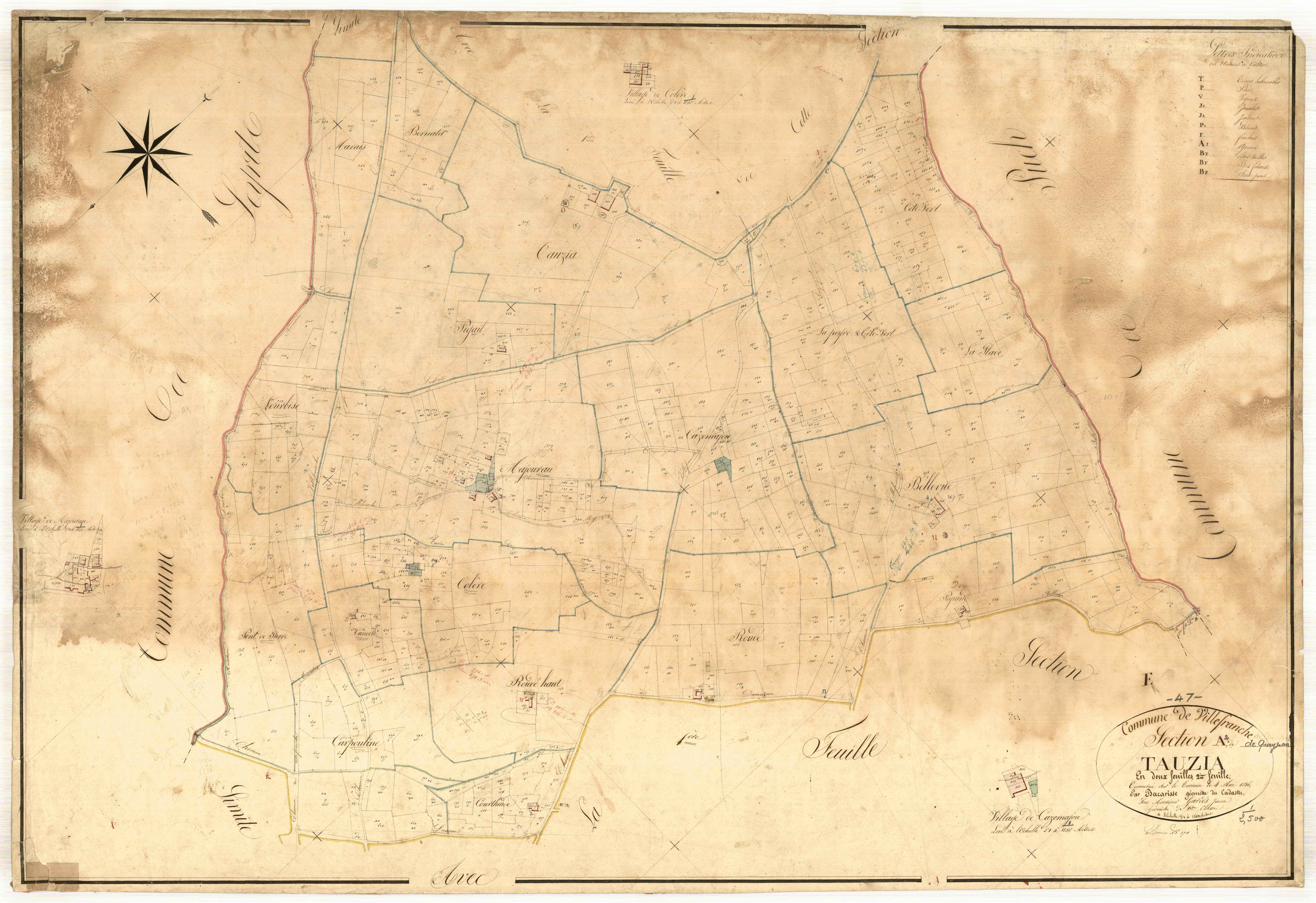 Plan napoléonien, feuille préparatoire-A2 Tauzia, Villefranche-du-Queyran
