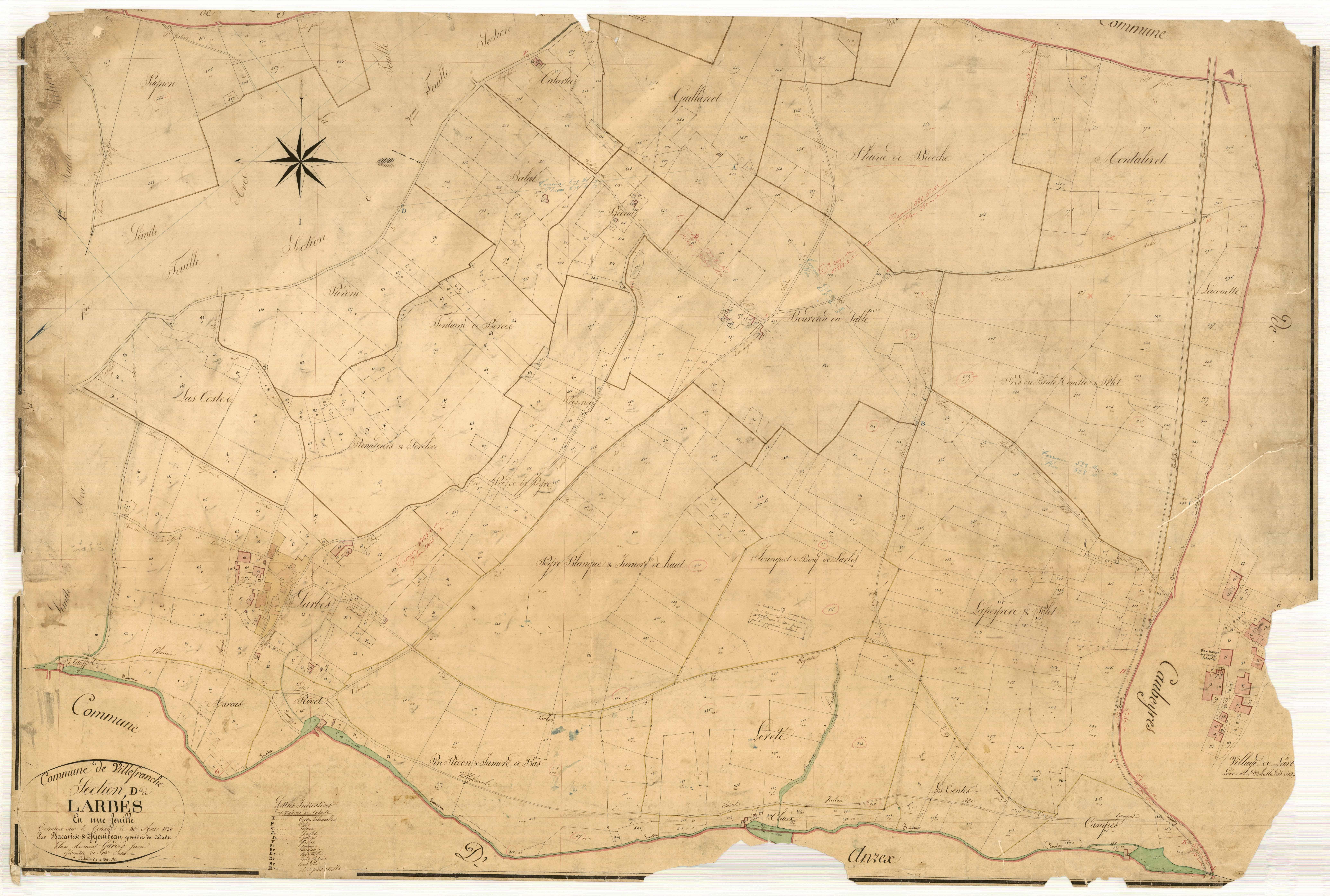 Plan napoléonien, feuille préparatoire-D Larbès, Villefranche-du-Queyran