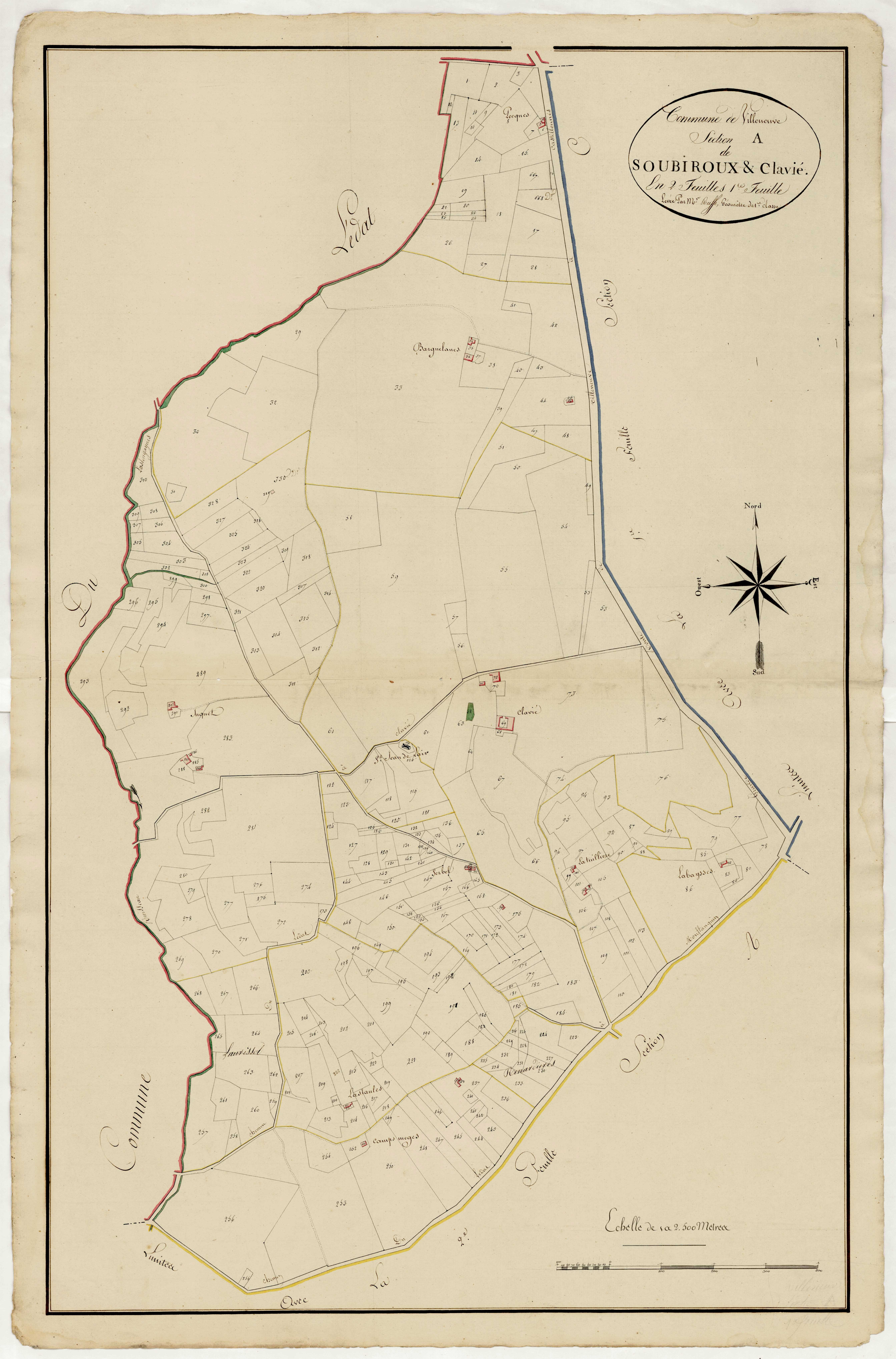 Plan primitif, atlas-A, 1ère feuille Soubirou et Clavié, Villeneuve-sur-Lot