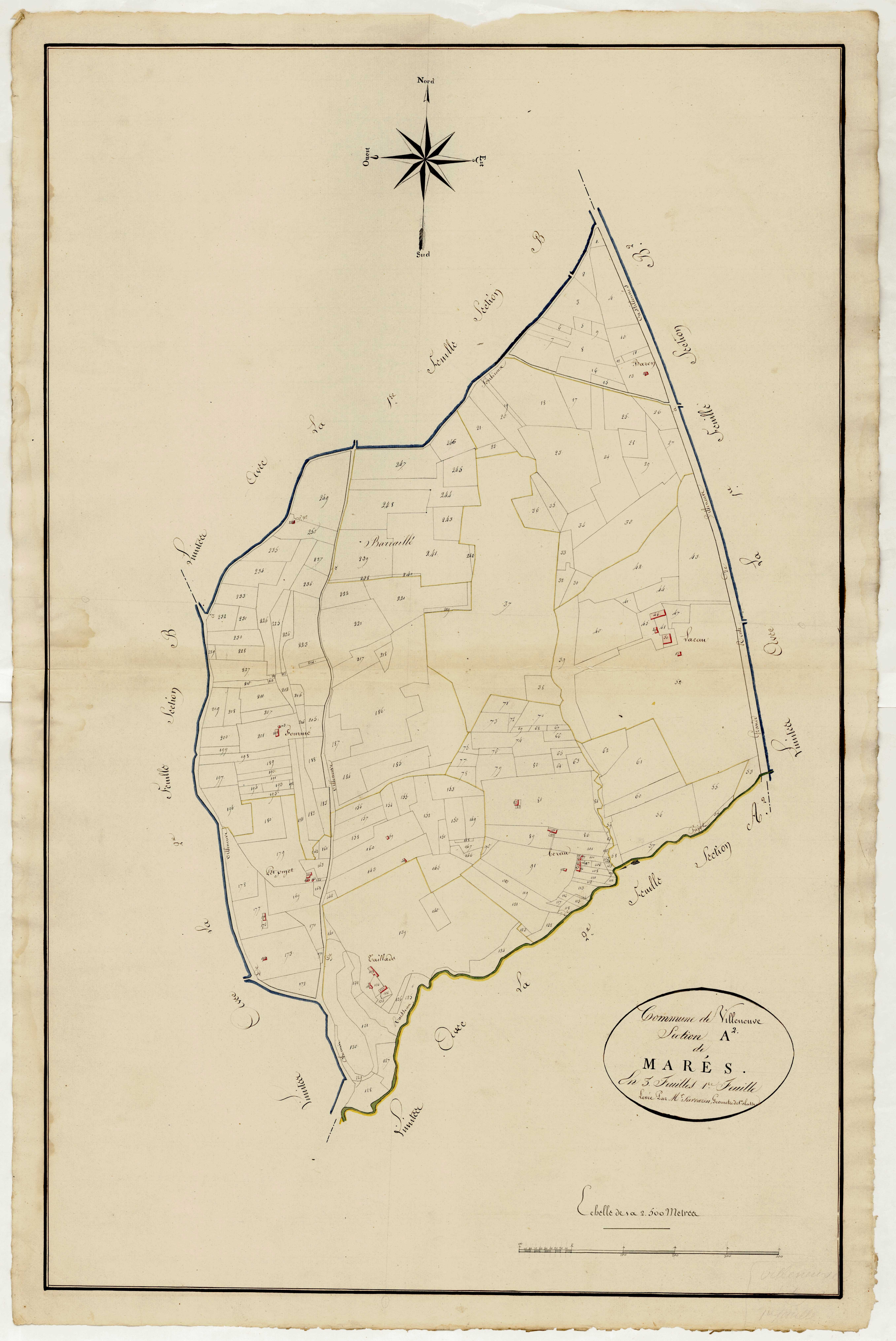 Plan primitif, atlas-A2, 1ère feuille Marès, Villeneuve-sur-Lot