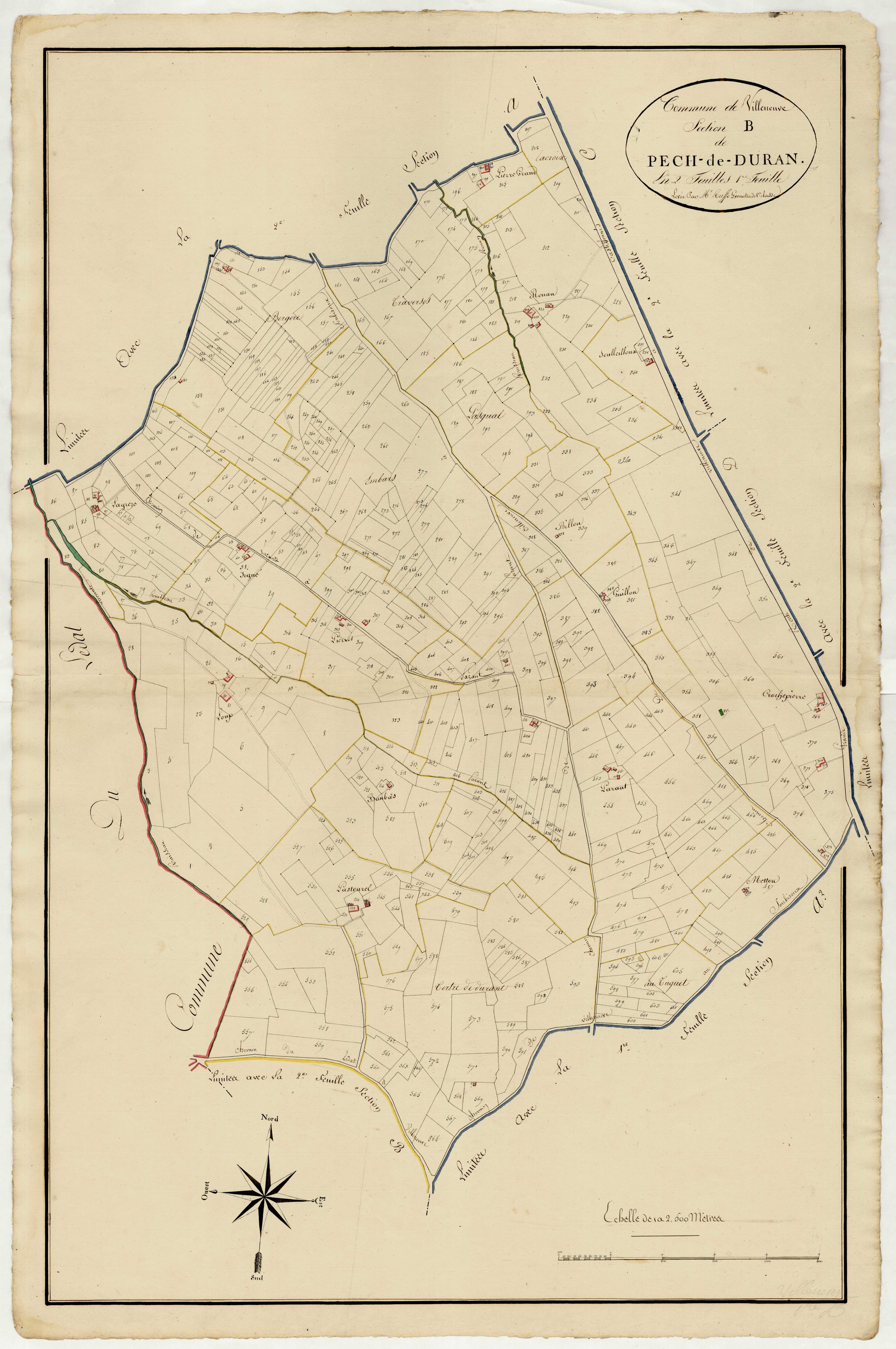Plan primitif, atlas-B, 1ère feuille Pech-de-Duran, Villeneuve-sur-Lot