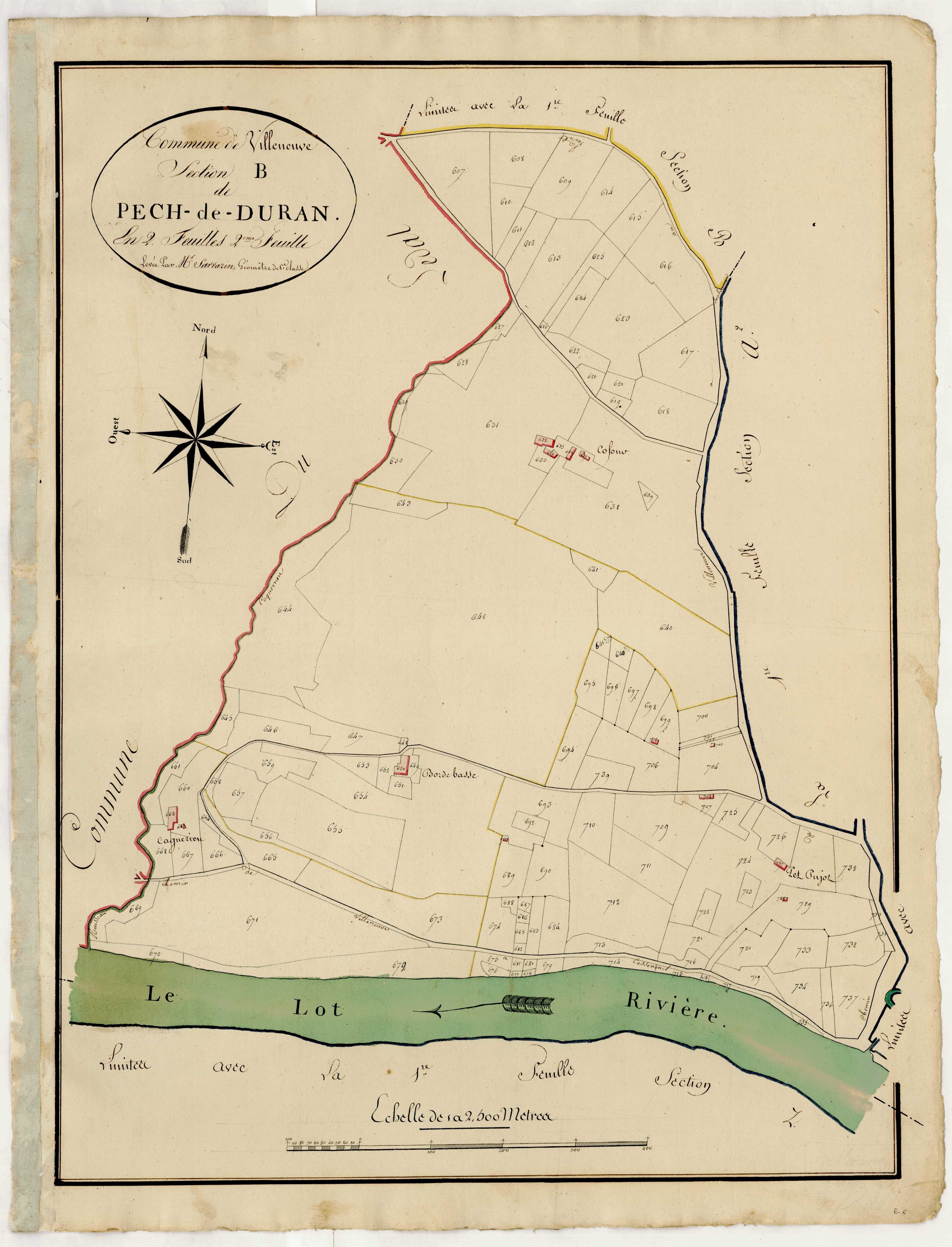 Plan primitif, atlas-B, 2ème feuille Pech-de-Duran, Villeneuve-sur-Lot