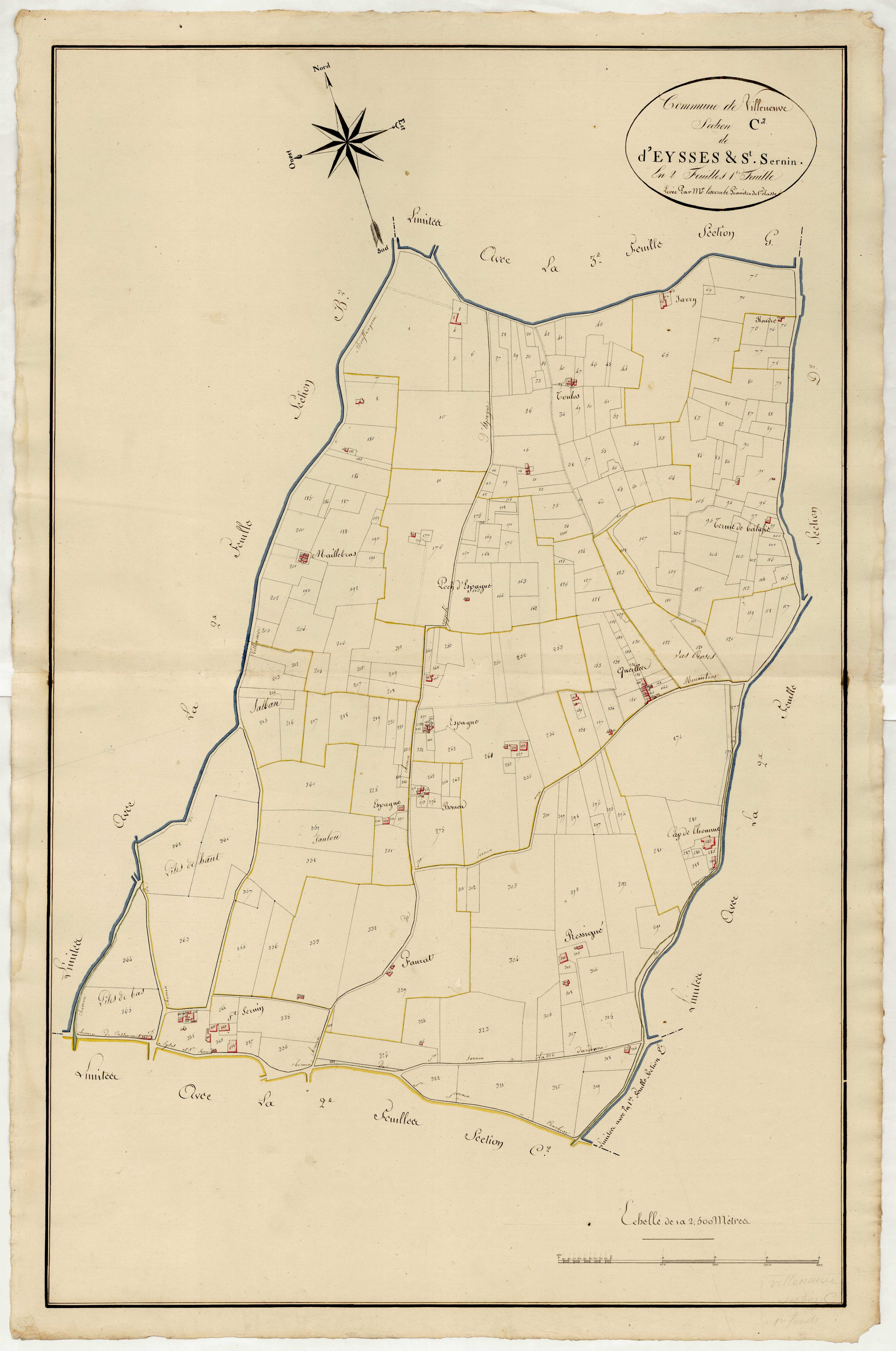 Plan primitif, atlas-C2, 1ère feuille Eysses et Saint-Sernin, Villeneuve-sur-Lot