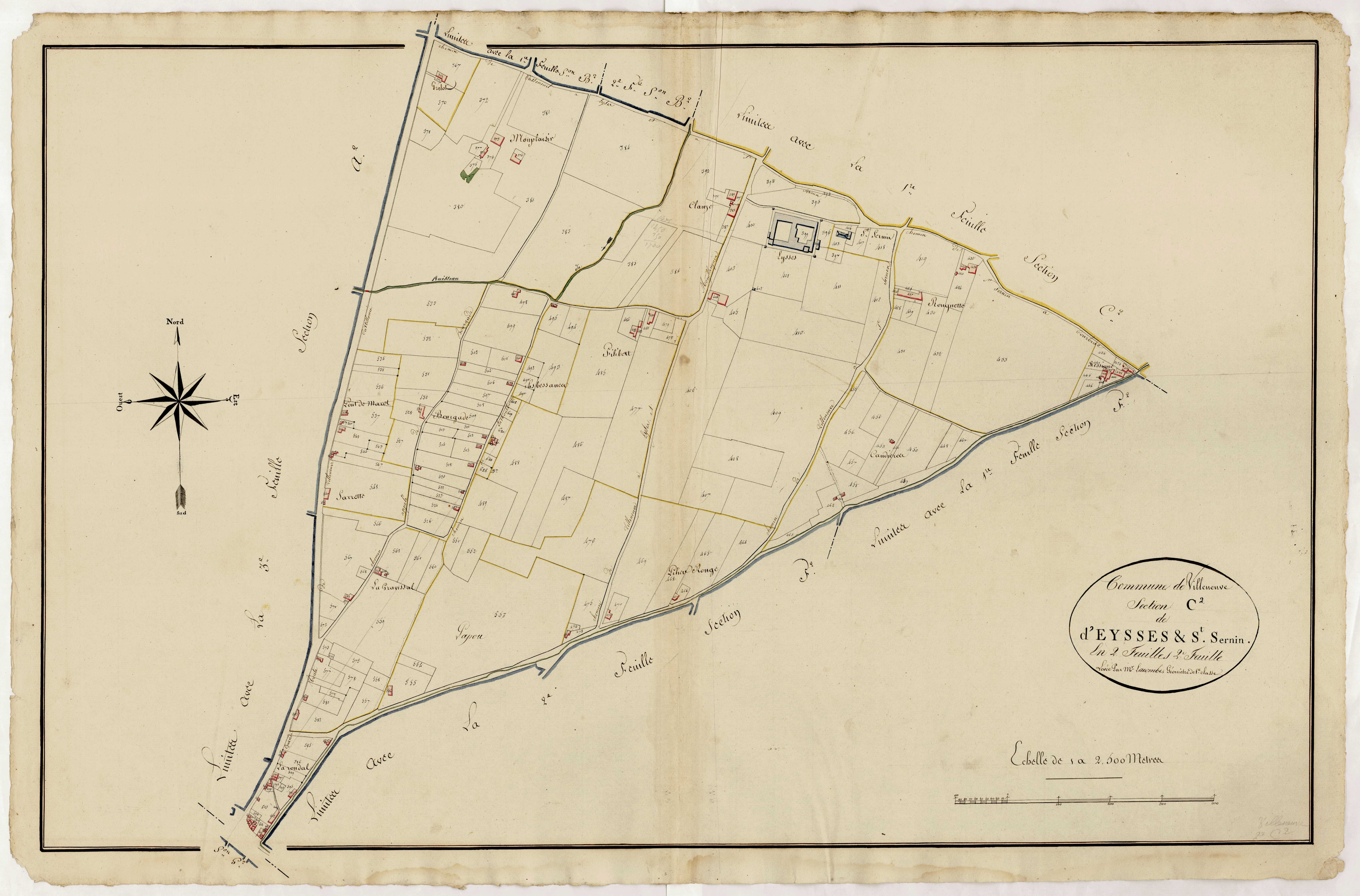 Plan primitif, atlas-C2, 2ème feuille Eysses et Saint-Sernin, Villeneuve-sur-Lot