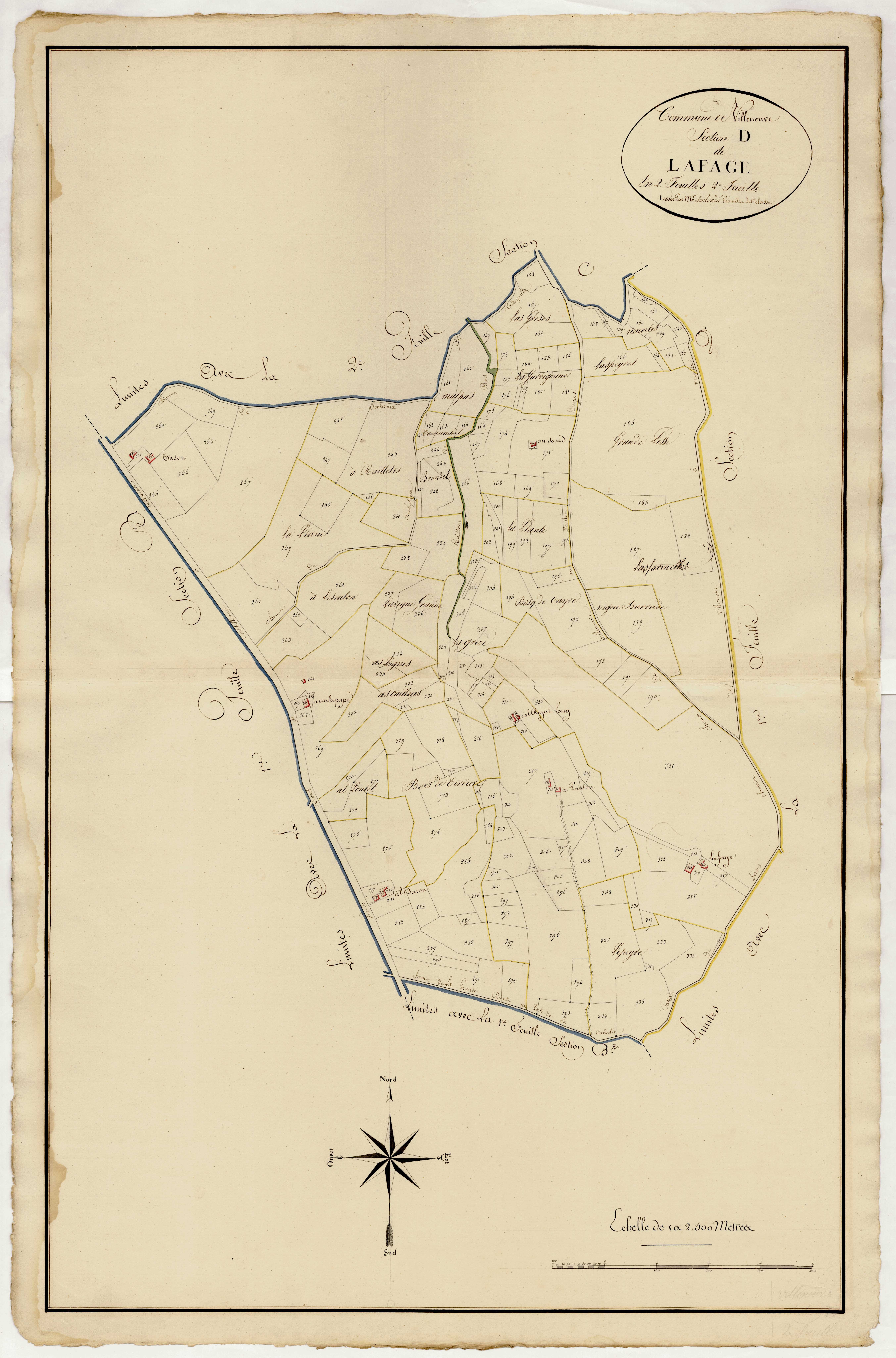 Plan primitif, atlas-D, 2ème feuille Lafage, Villeneuve-sur-Lot