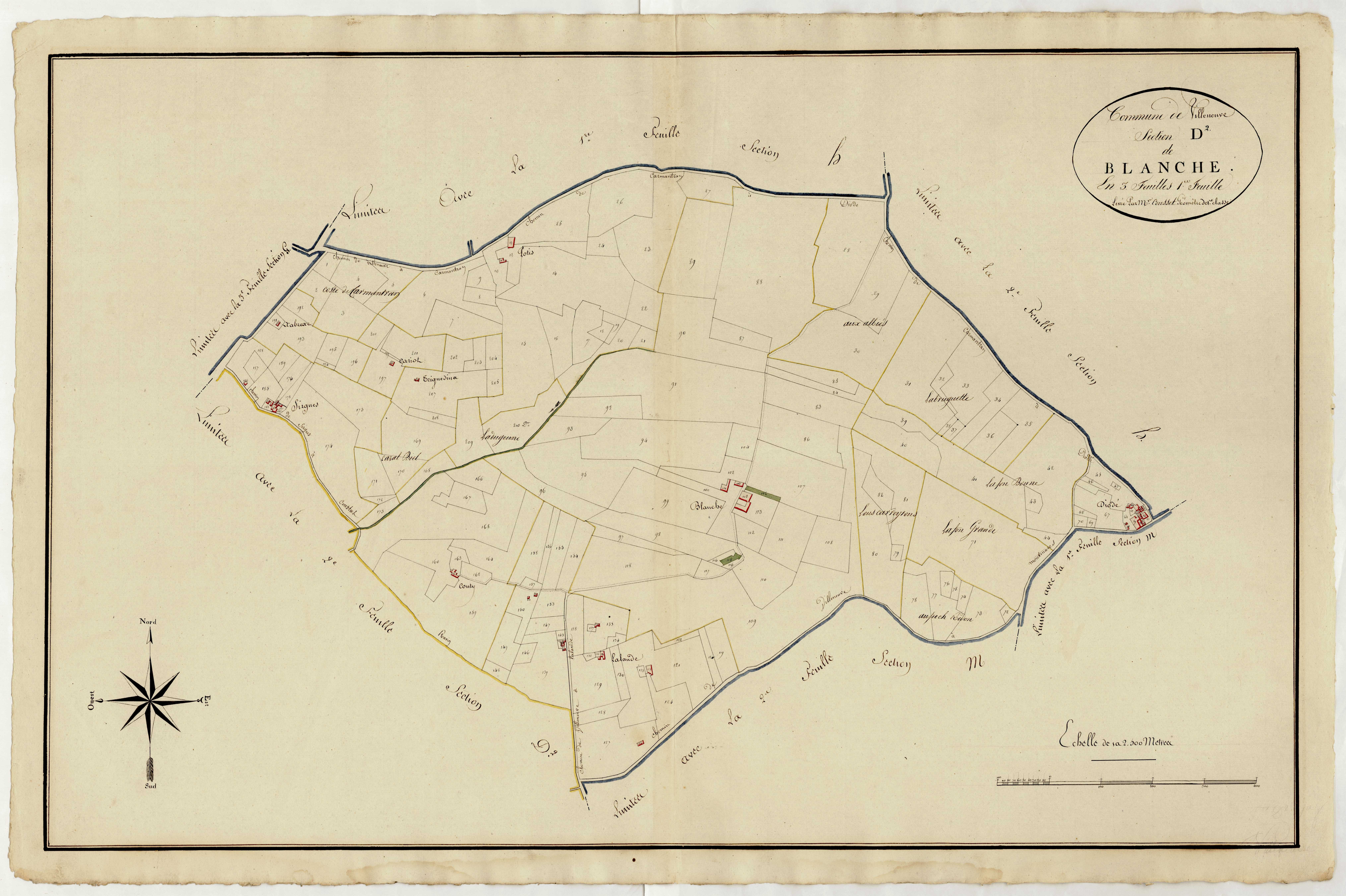 Plan primitif, atlas-D2, 1ère feuille Blanche, Villeneuve-sur-Lot