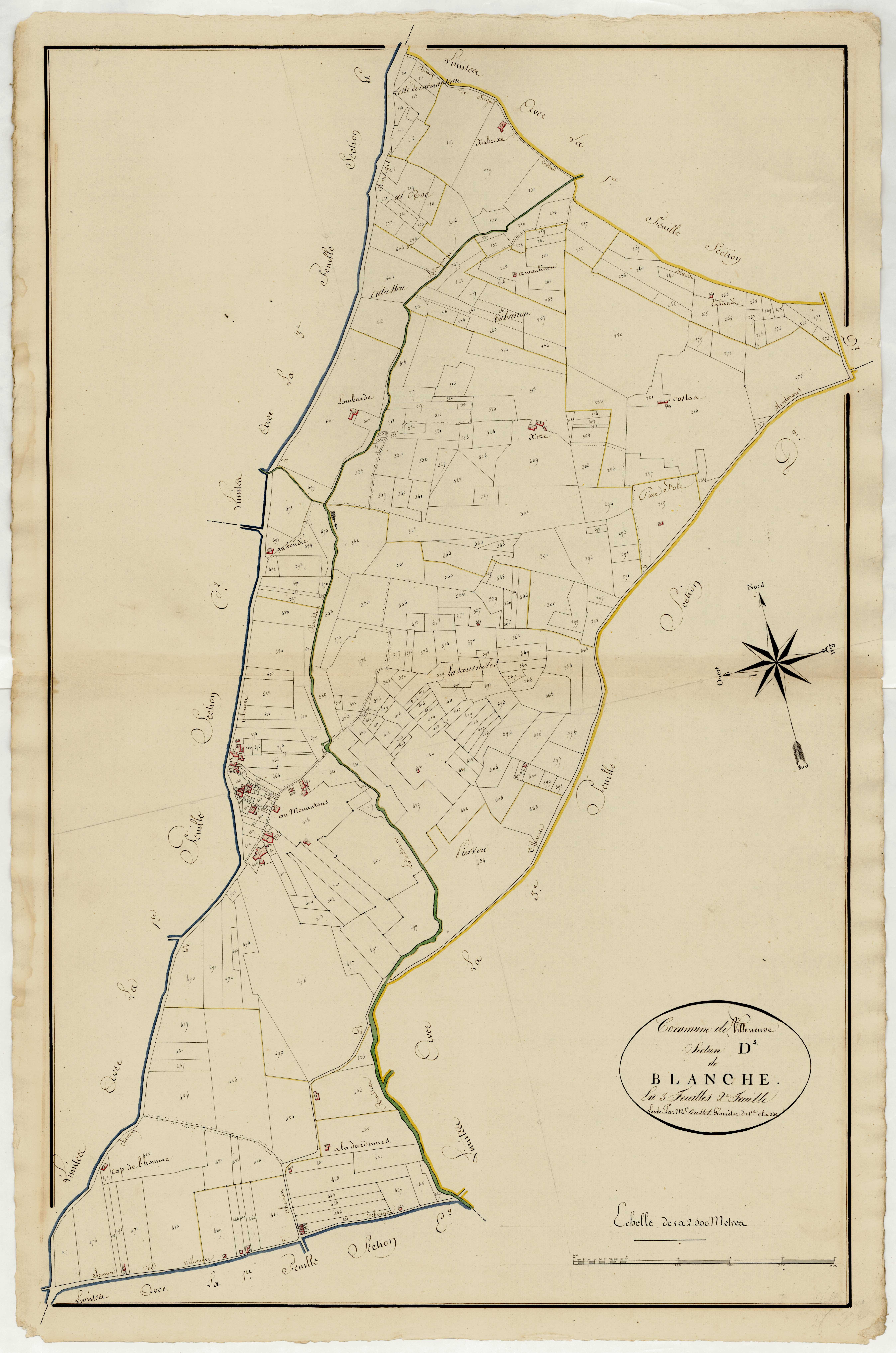 Plan primitif, atlas-D2, 2ème feuille Blanche, Villeneuve-sur-Lot
