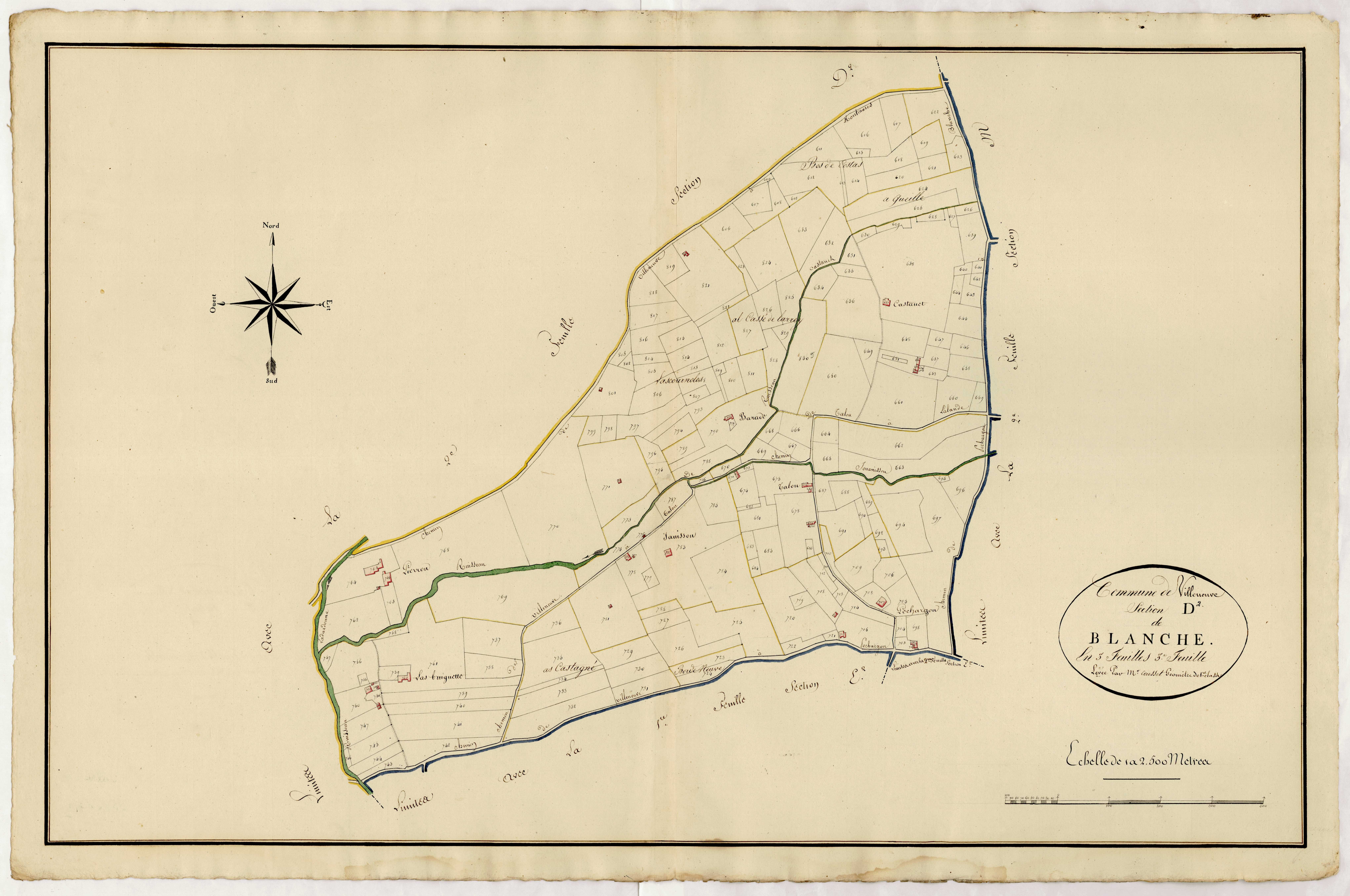 Plan primitif, atlas-D2, 3ème feuille Blanche, Villeneuve-sur-Lot