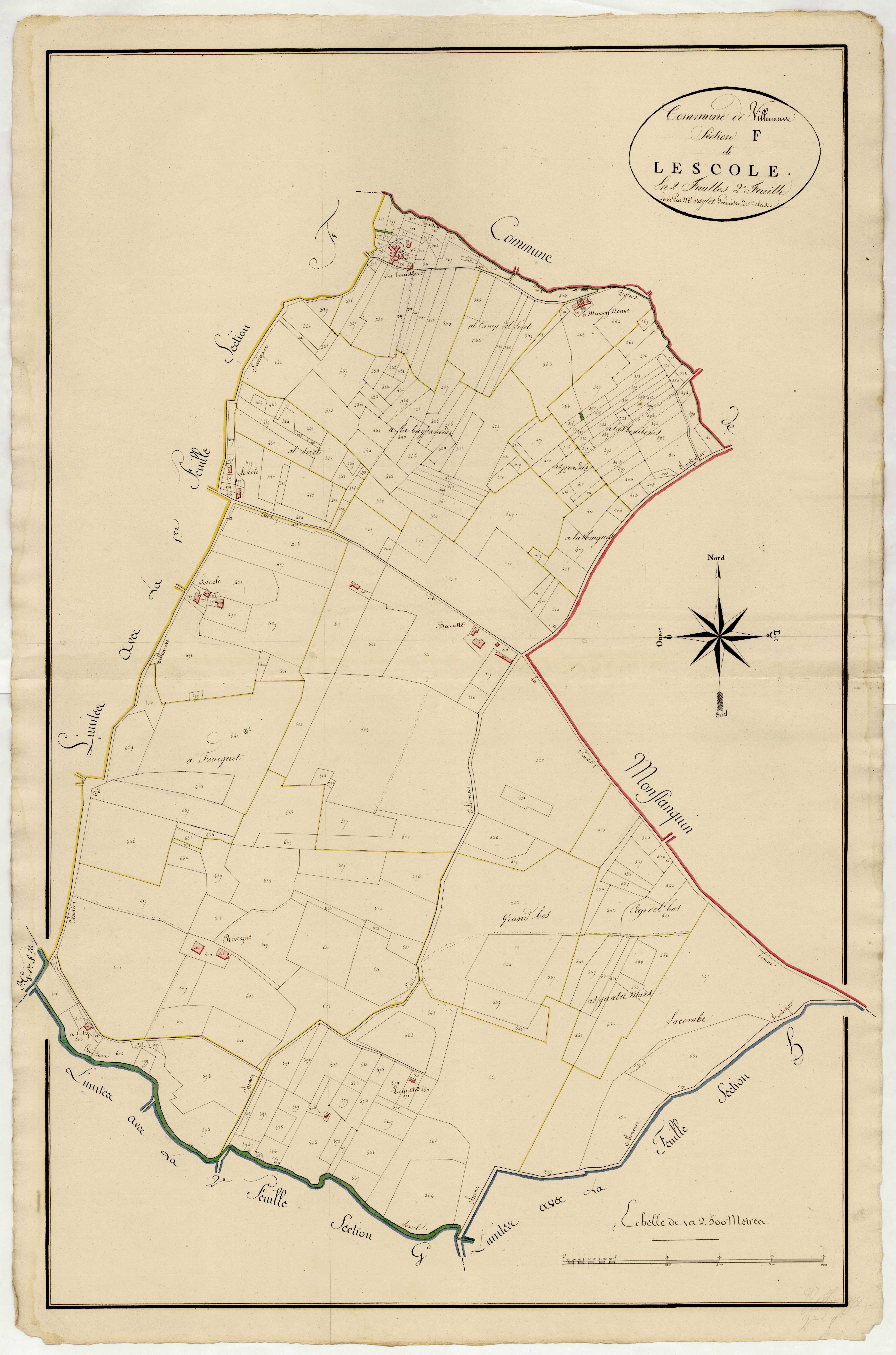 Plan primitif, atlas-F, 2ème feuille Lescole, Villeneuve-sur-Lot