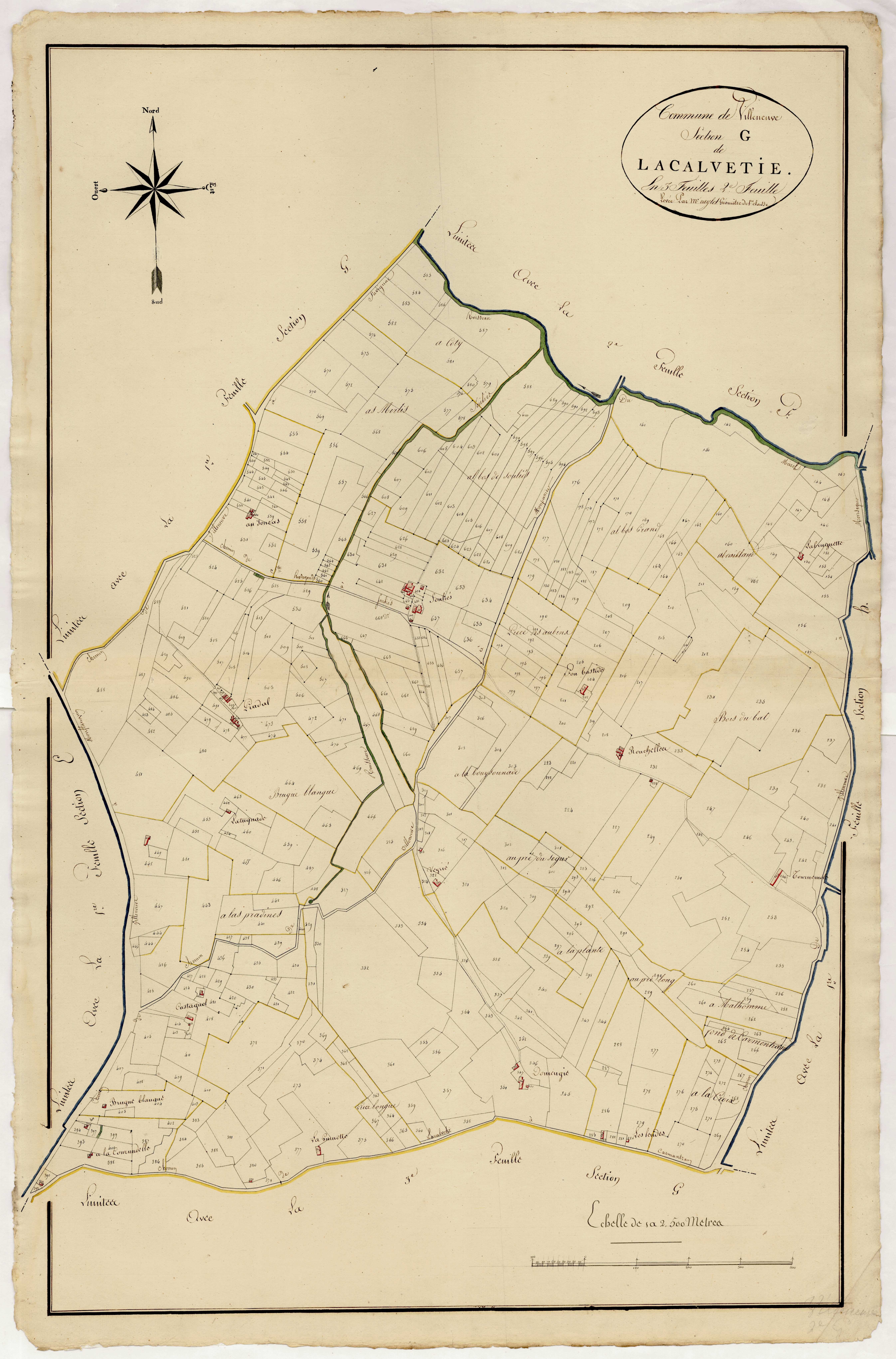 Plan primitif, atlas-G, 2ème feuille Lacalvetie, Villeneuve-sur-Lot