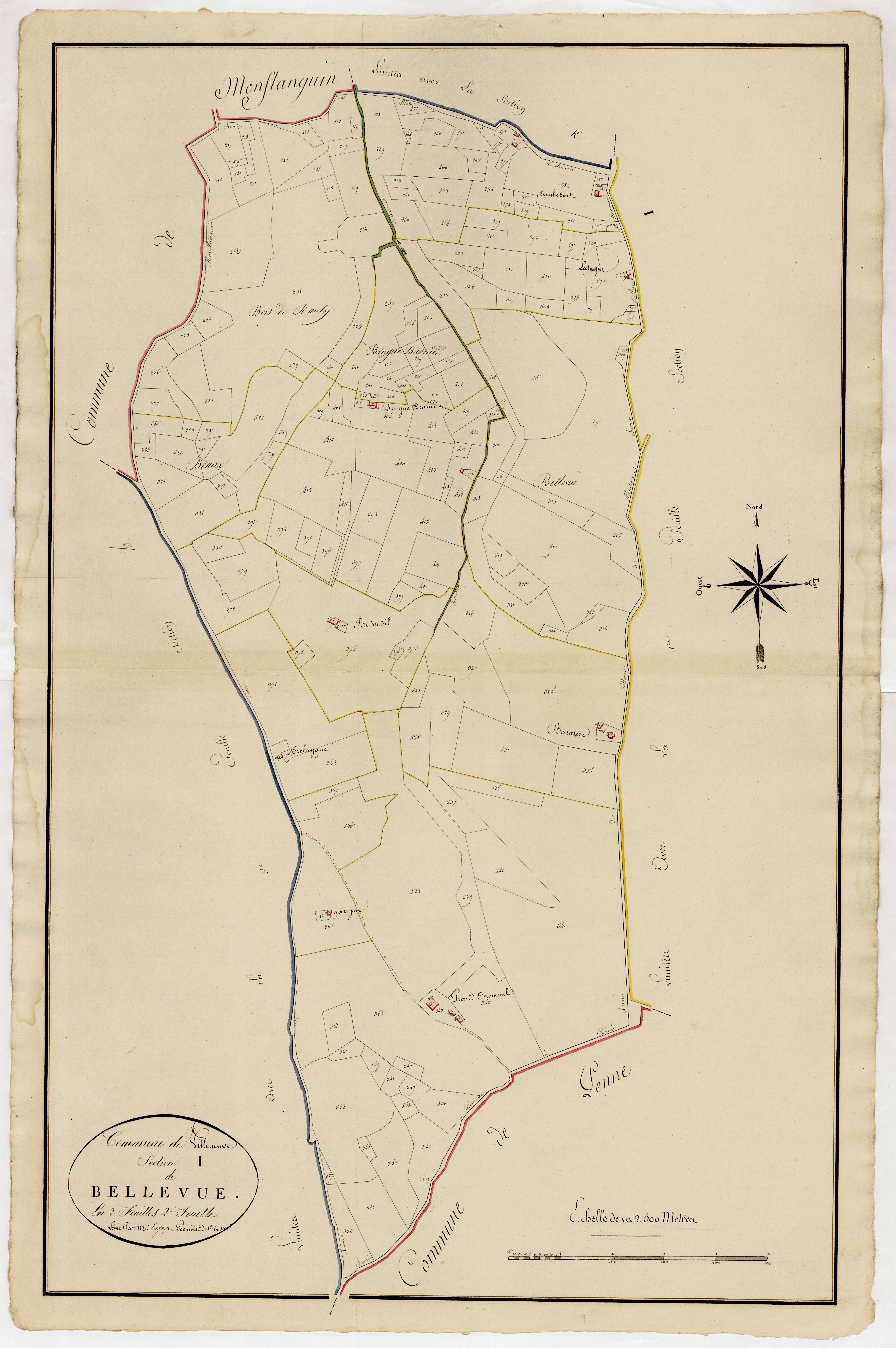 Plan primitif, atlas-I, 2ème feuille Bellevue, Villeneuve-sur-Lot