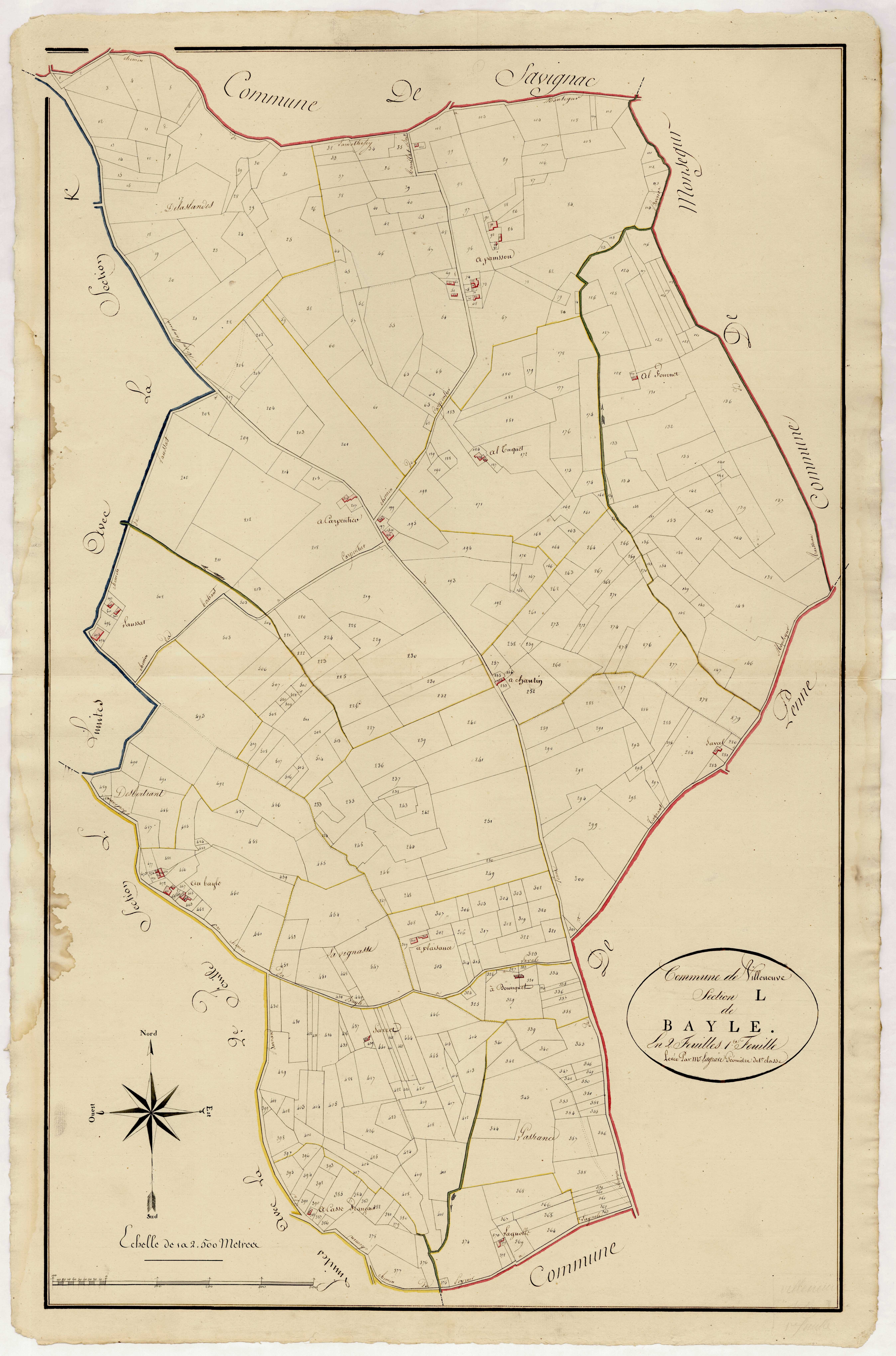 Plan primitif, atlas-L, 1ère feuille Bayle, Villeneuve-sur-Lot
