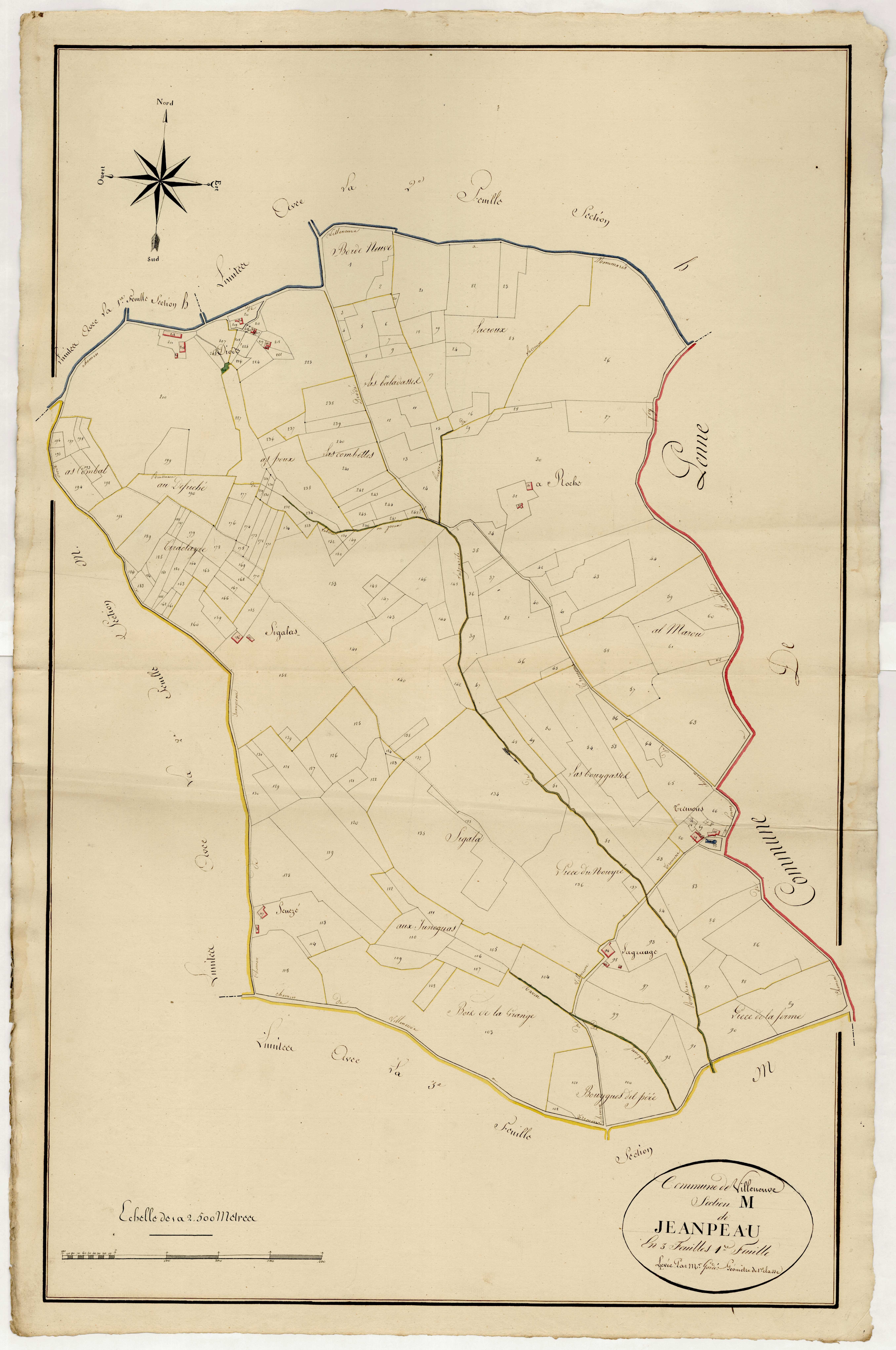 Plan primitif, atlas-M, 1ère feuille Jeanpeau, Villeneuve-sur-Lot