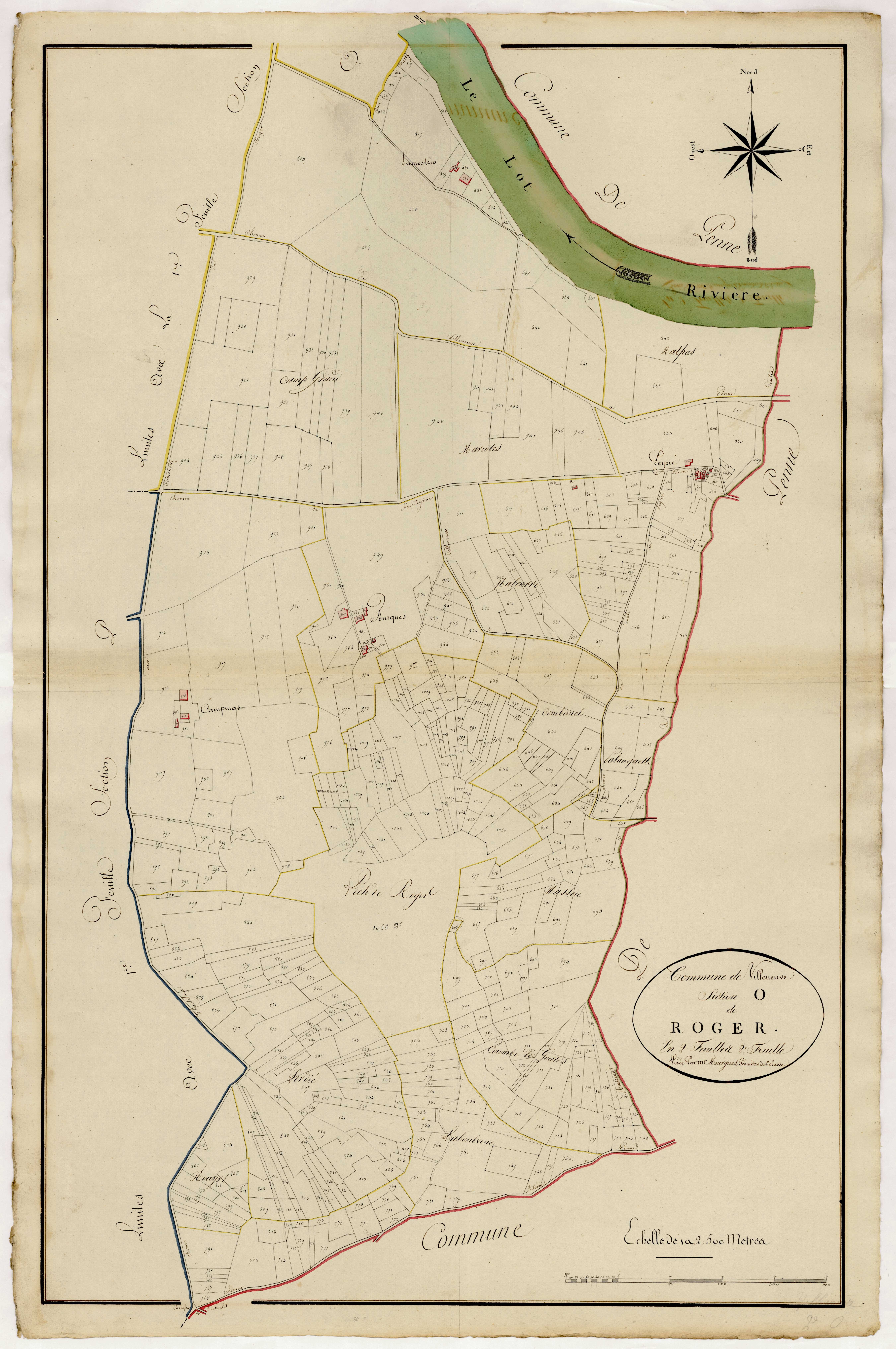 Plan primitif, atlas-O, 2ème feuille Roger, Villeneuve-sur-Lot