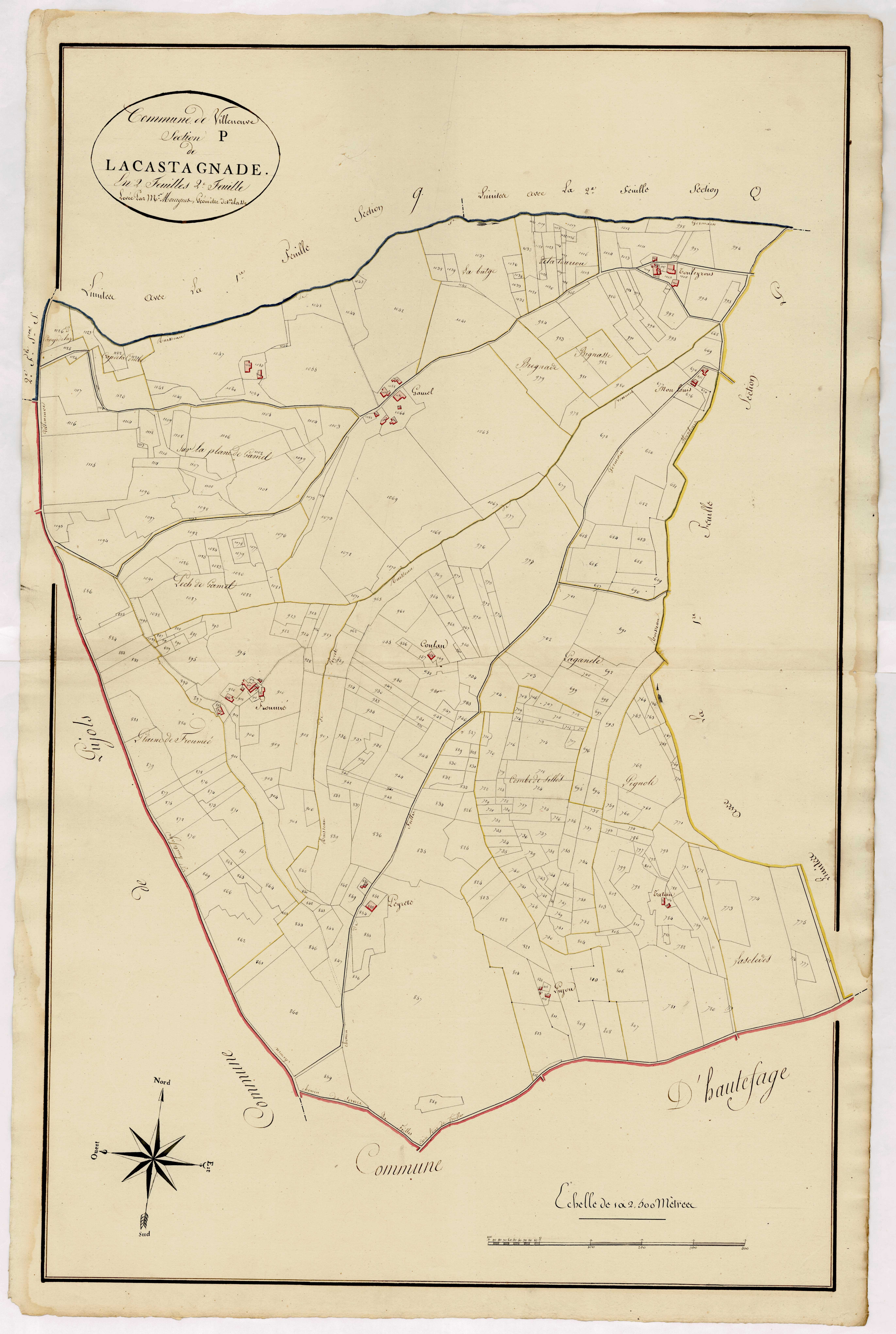 Plan primitif, atlas-P, 2ème feuille Lacastagnade, Villeneuve-sur-Lot