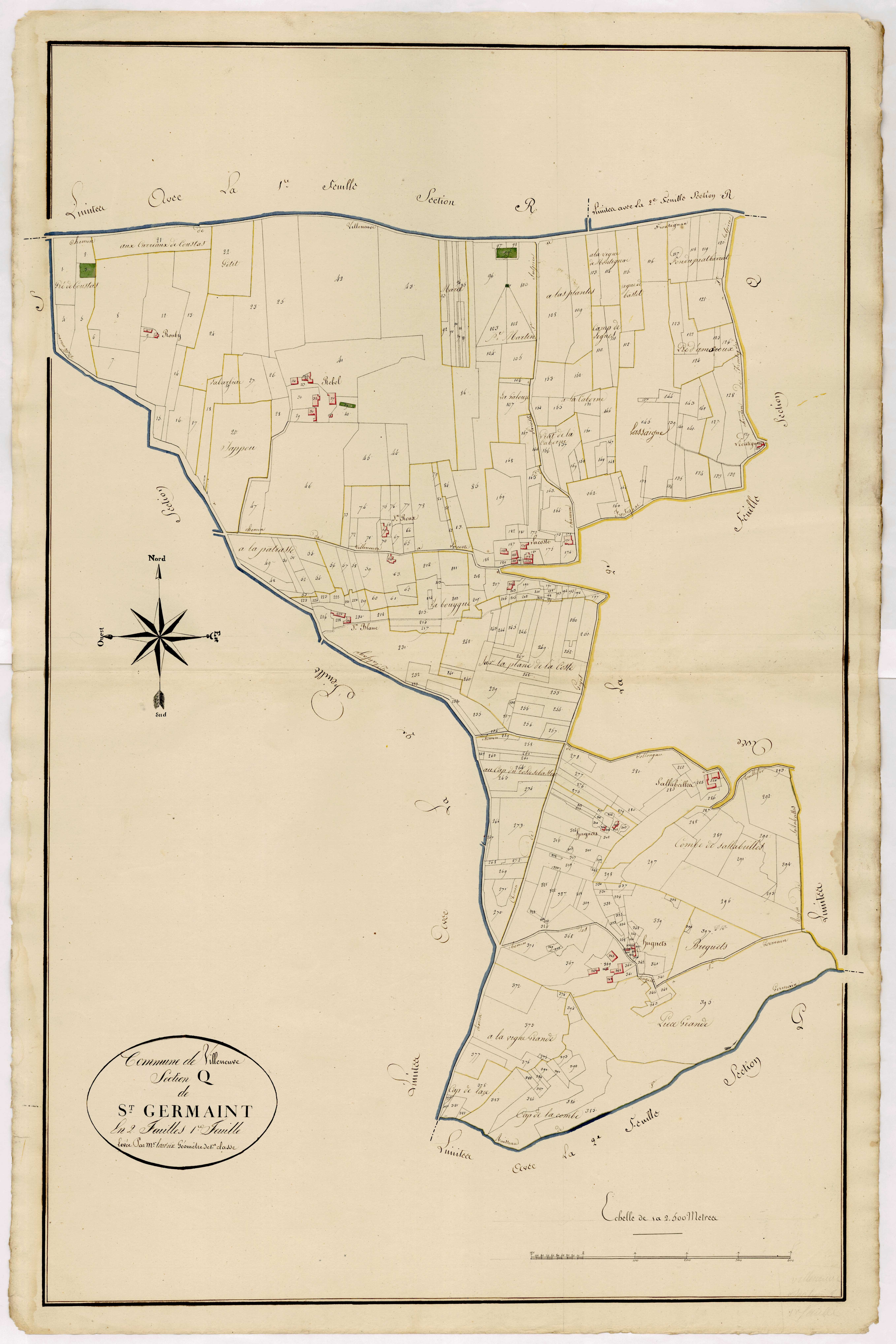 Plan primitif, atlas-Q, 1ère feuille Saint-Germaint, Villeneuve-sur-Lot