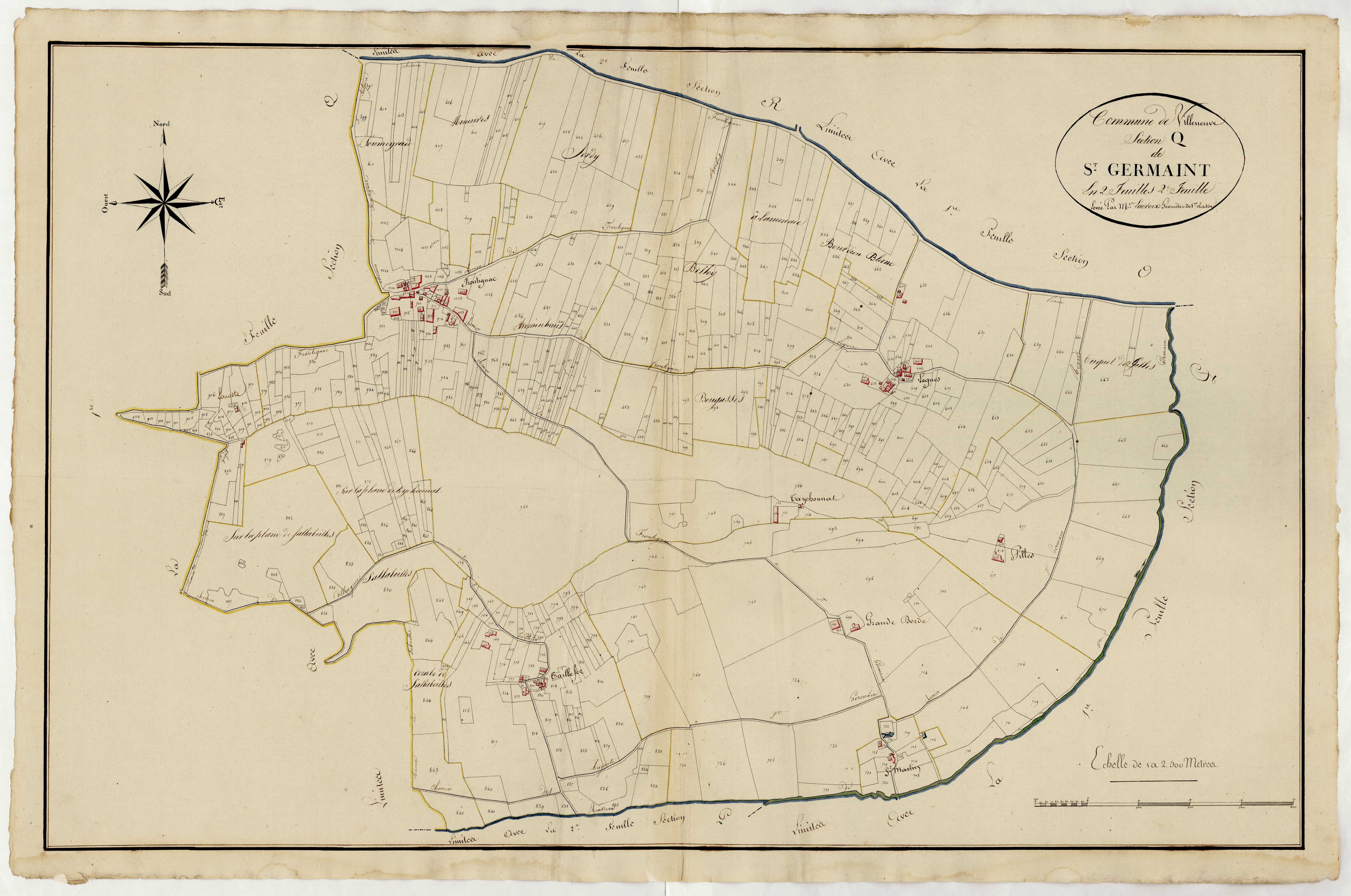 Plan primitif, atlas-Q, 2ème feuille Saint-Germaint, Villeneuve-sur-Lot