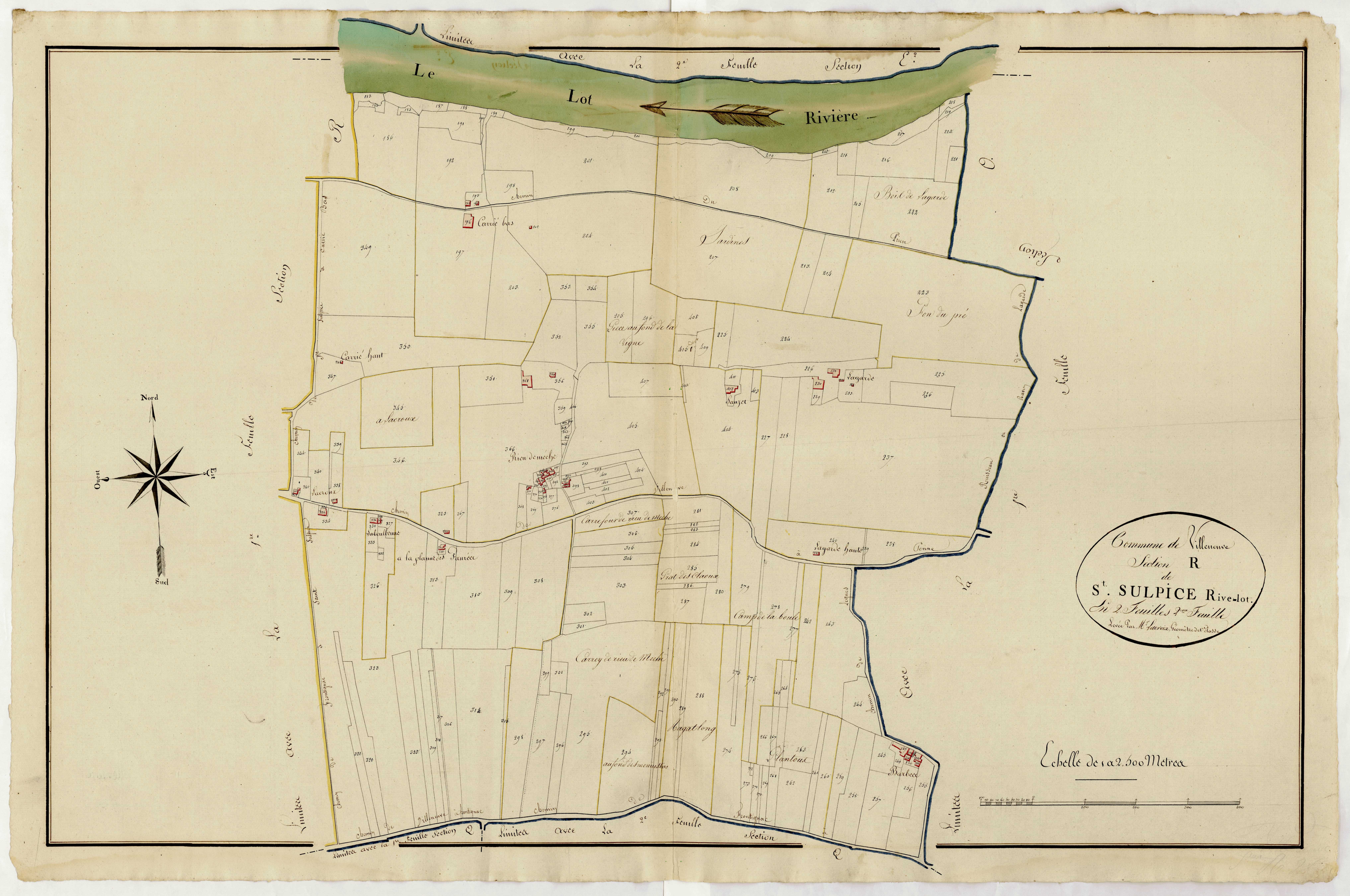 Plan primitif, atlas-R, 2ème feuille Saint-Sulpice-Rive-Lot, Villeneuve-sur-Lot