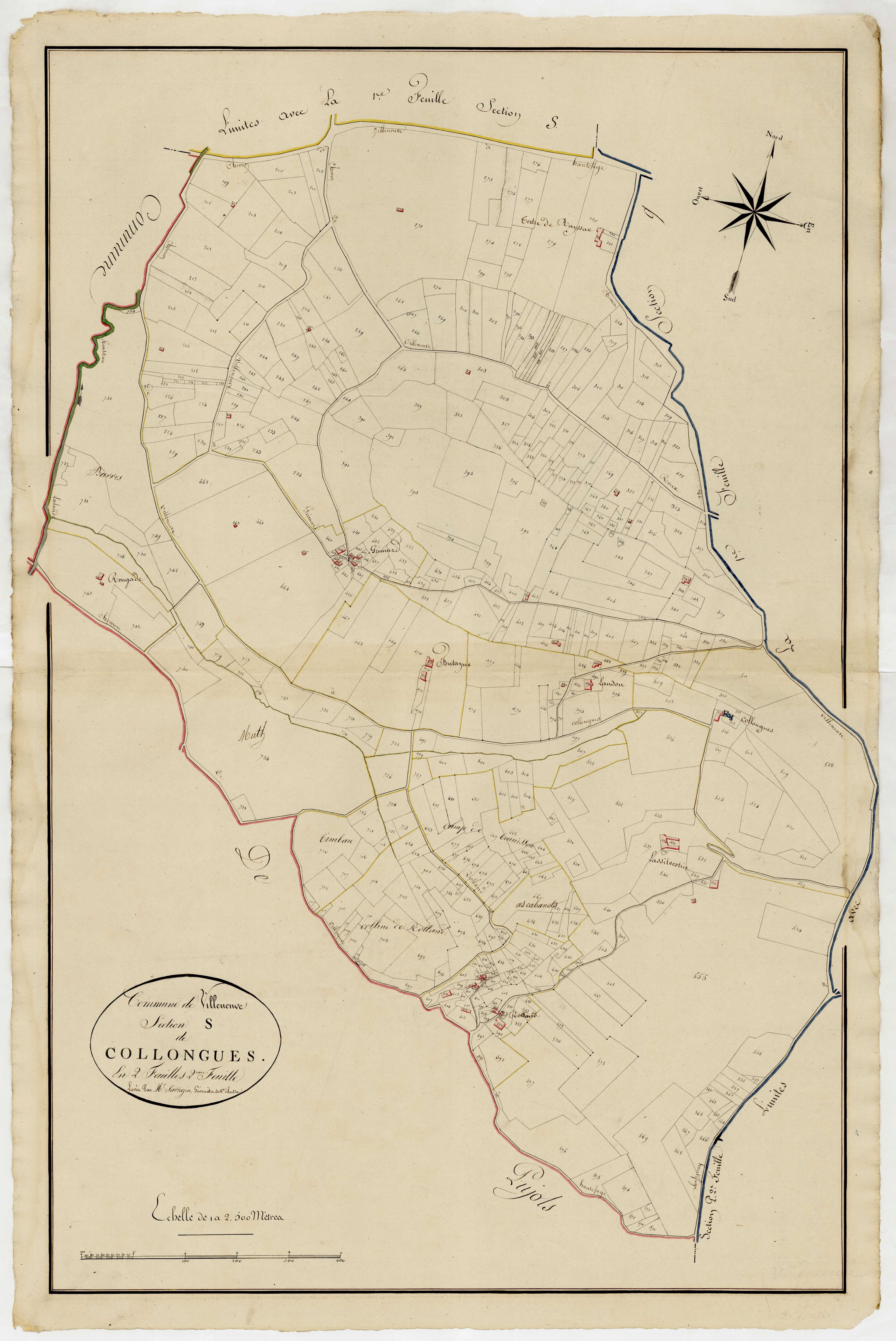 Plan primitif, atlas-S, 2ème feuille Collongues, Villeneuve-sur-Lot