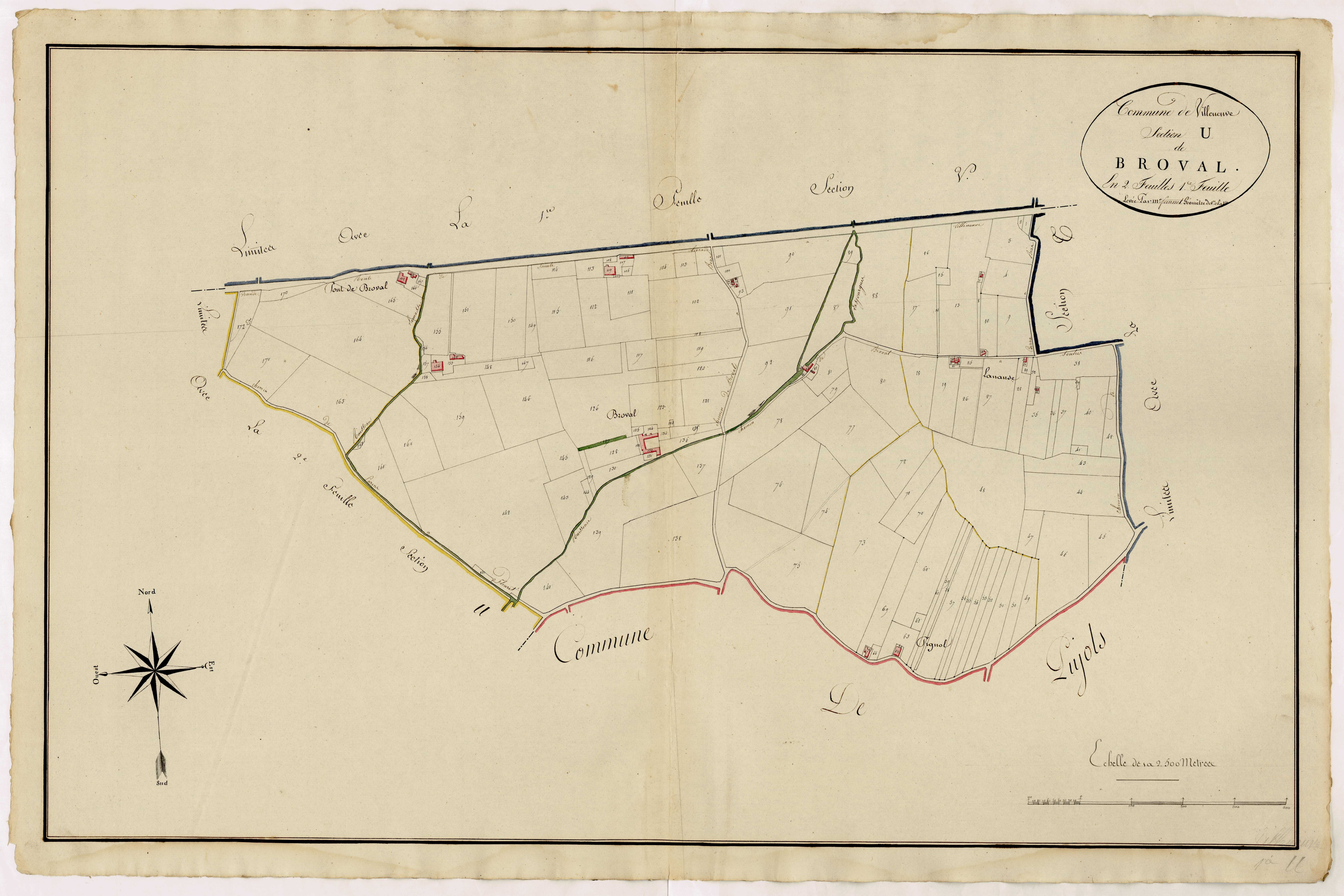 Plan primitif, atlas-U, 1ère feuille Broval, Villeneuve-sur-Lot