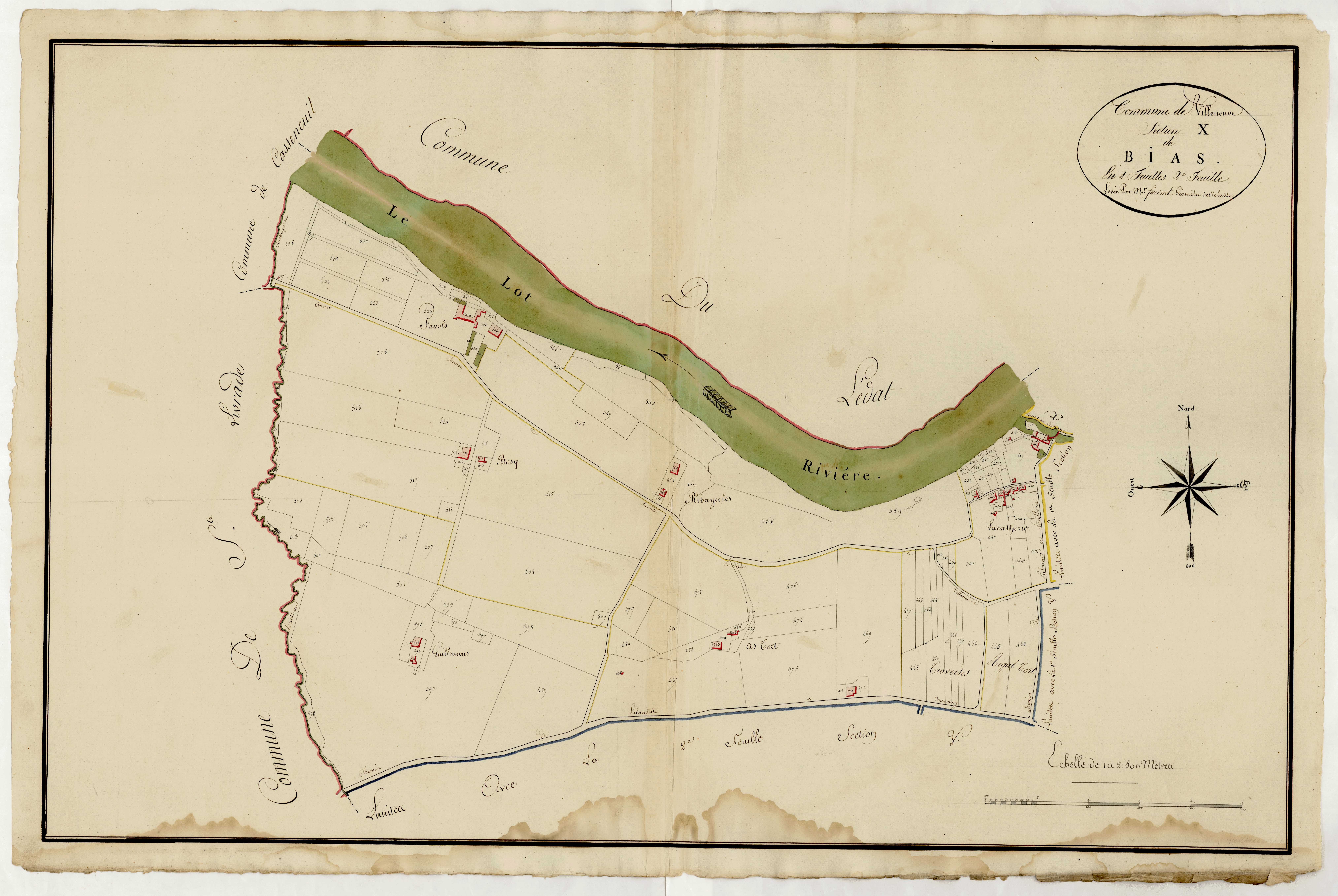 Plan primitif, atlas-X, 2ème feuille Bias, Villeneuve-sur-Lot
