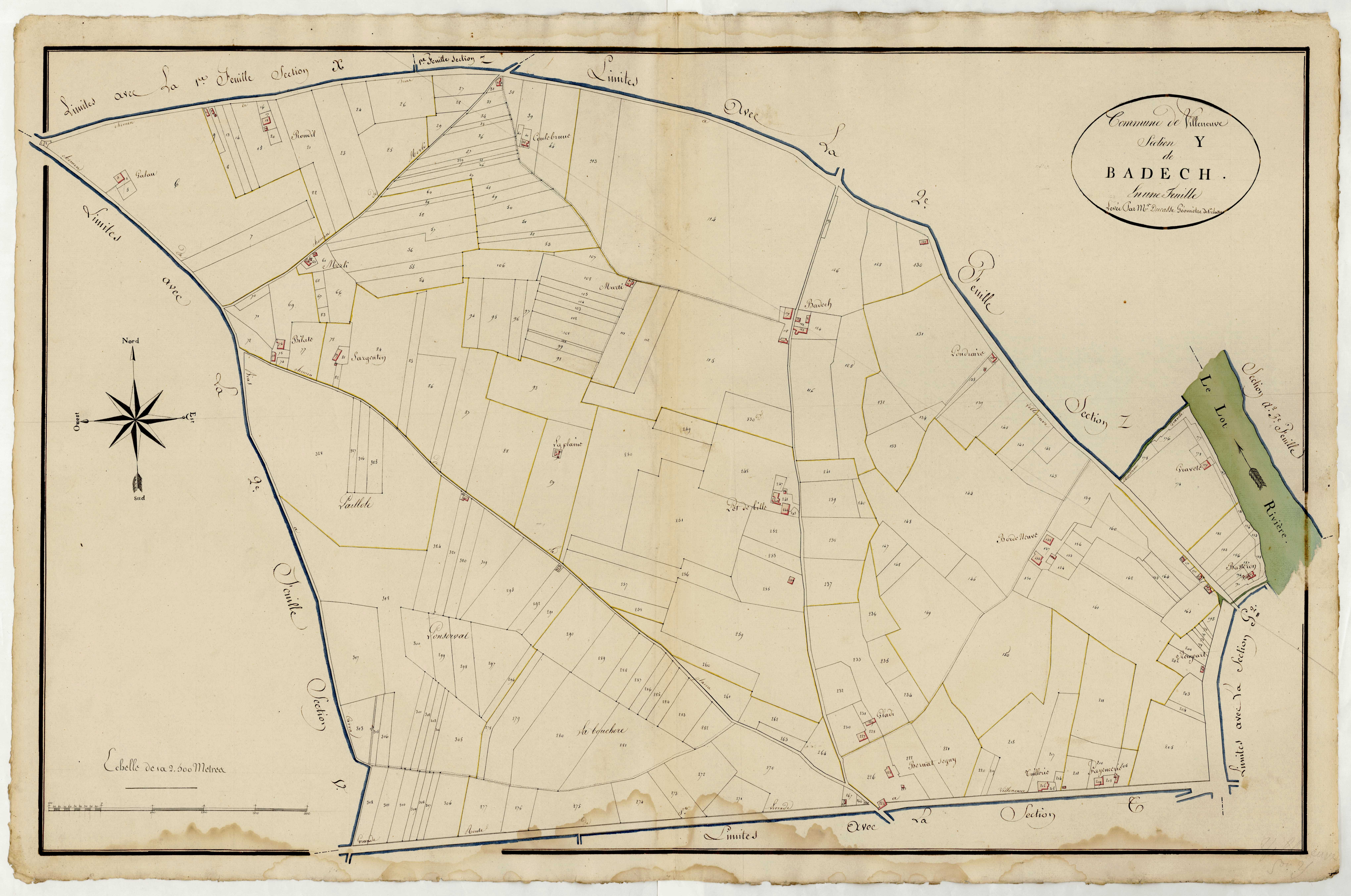 Plan primitif, atlas-Y Badech, Villeneuve-sur-Lot