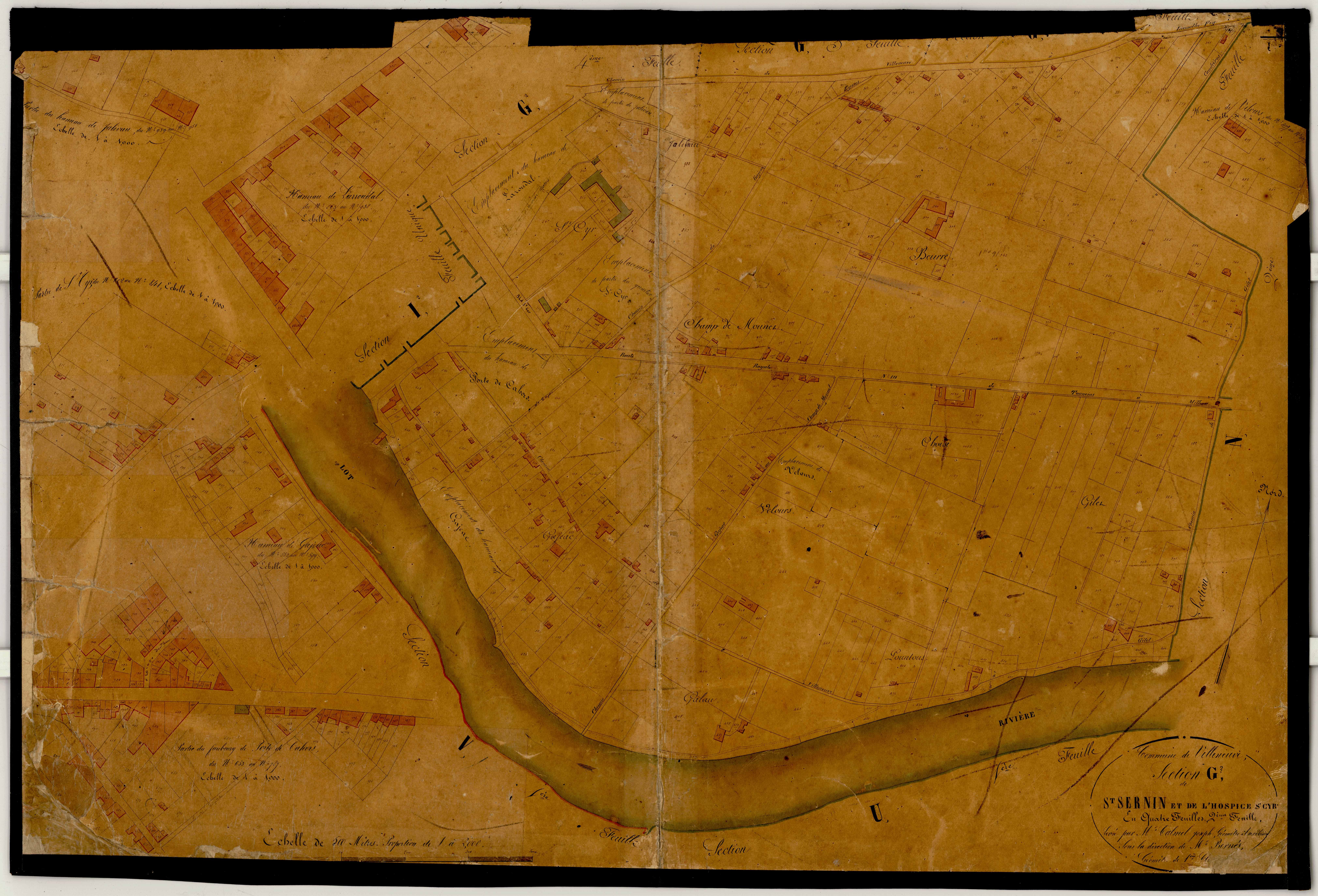 Plan napoléonien-G2 Saint-Sernin et Hopice Saint-Cyr, Villeneuve-sur-Lot