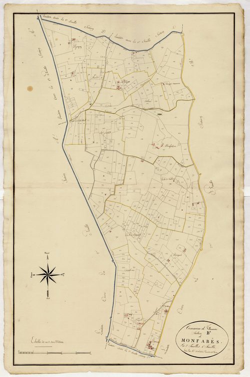 Plan primitif, atlas-B2, 1ère feuille Monfabés, Villeneuve-sur-Lot