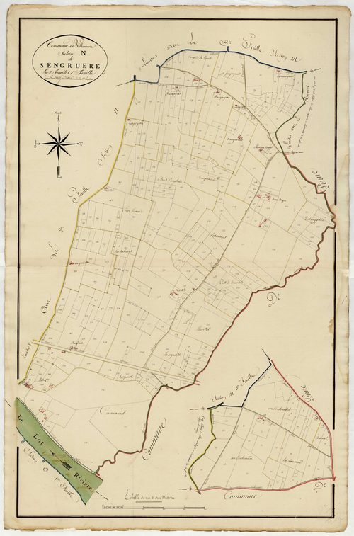 Plan primitif, atlas-N, 1ère feuille Sangruère, Villeneuve-sur-Lot
