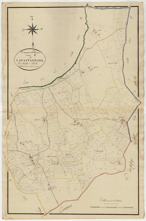 Plan primitif, atlas-P, 1ère feuille Lacastagnade, Villeneuve-sur-Lot