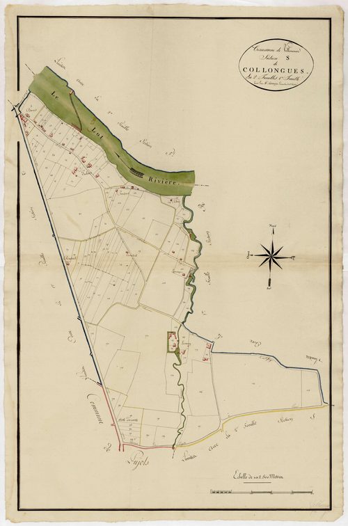 Plan primitif, atlas-S, 1ère feuille Collongues, Villeneuve-sur-Lot