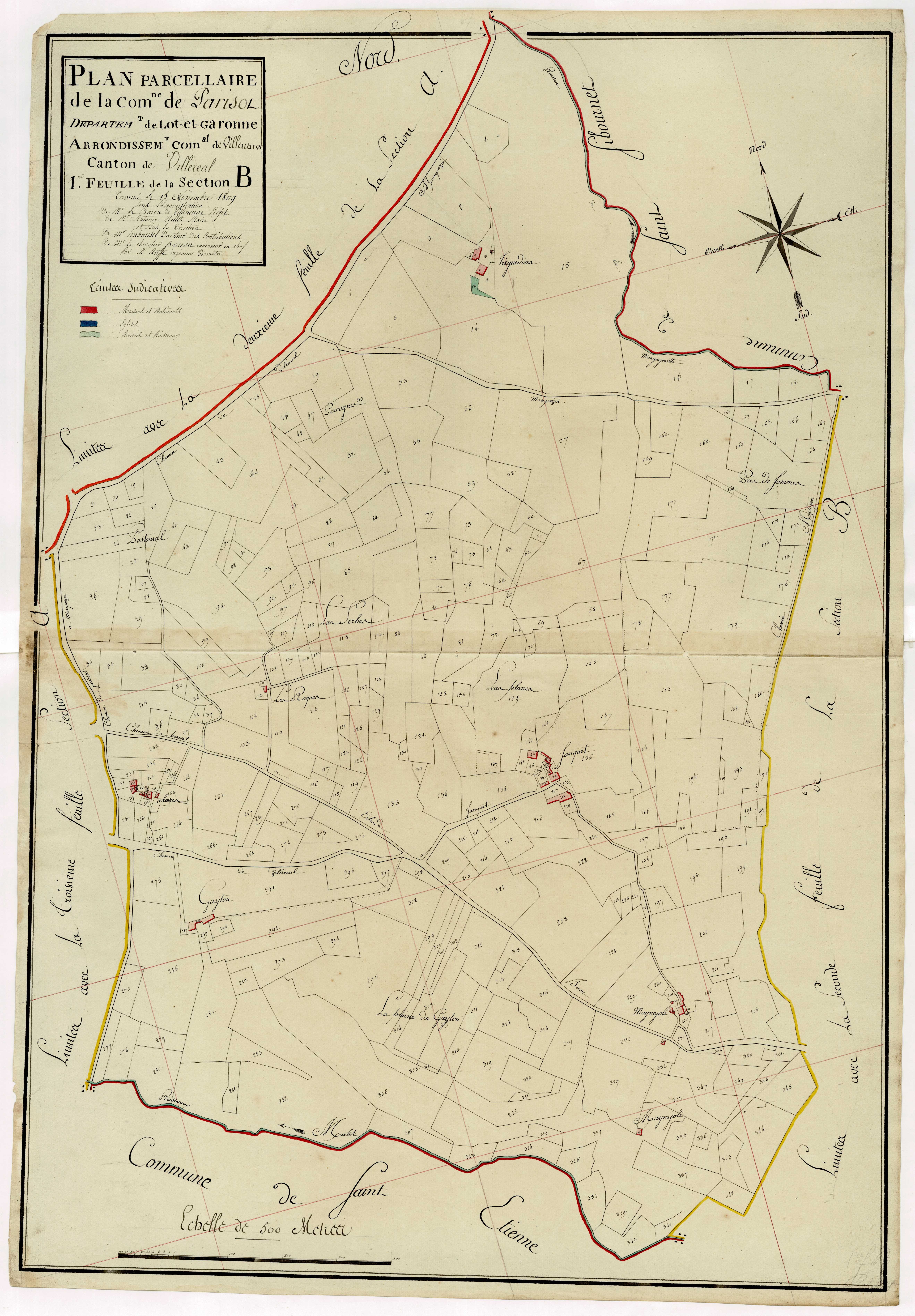 Plan primitif, atlas-B1 Tertre, Parisot (voir Villeréal)