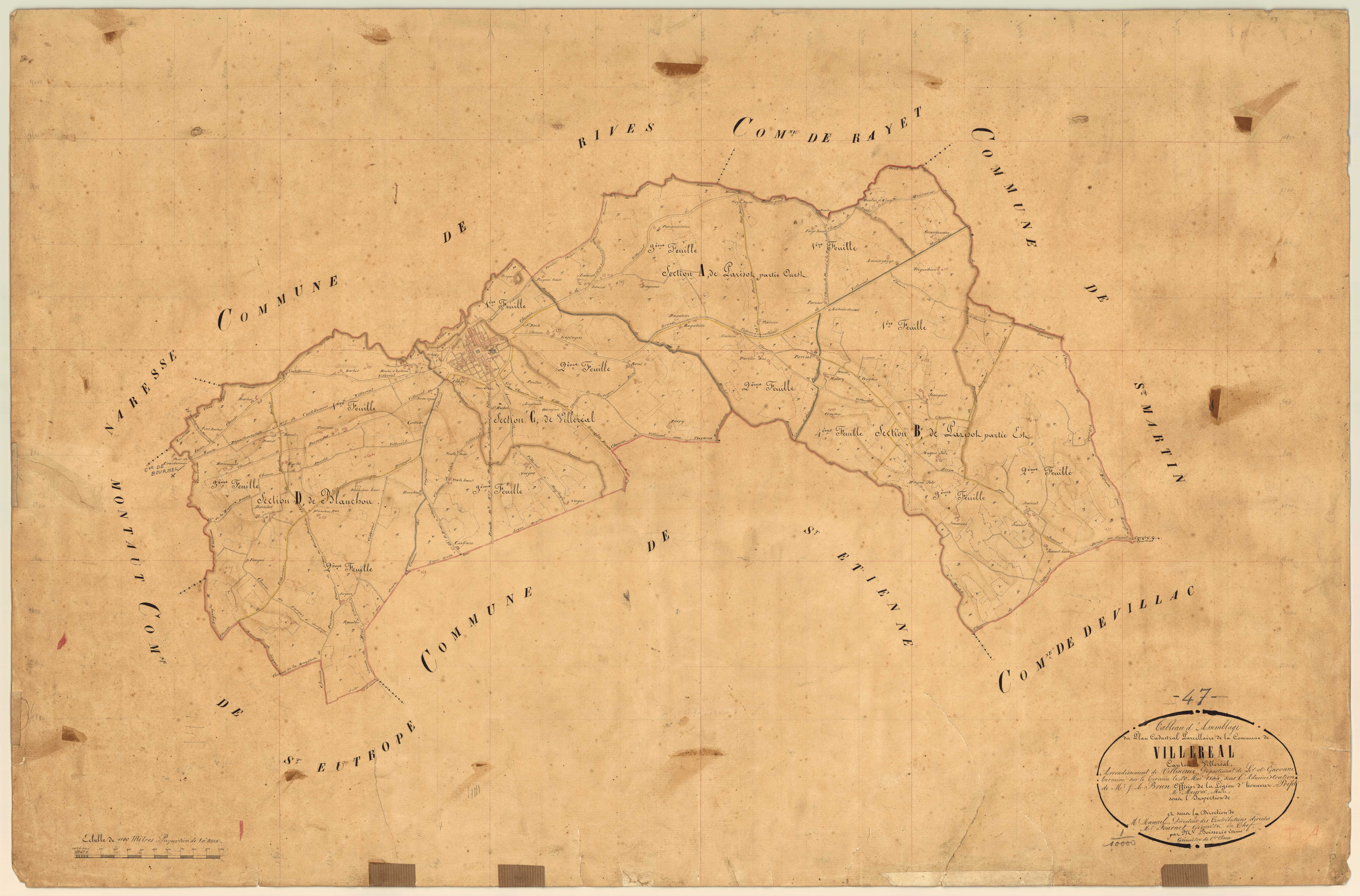 Plan napoléonien, feuille préparatoire-TA, Villeréal