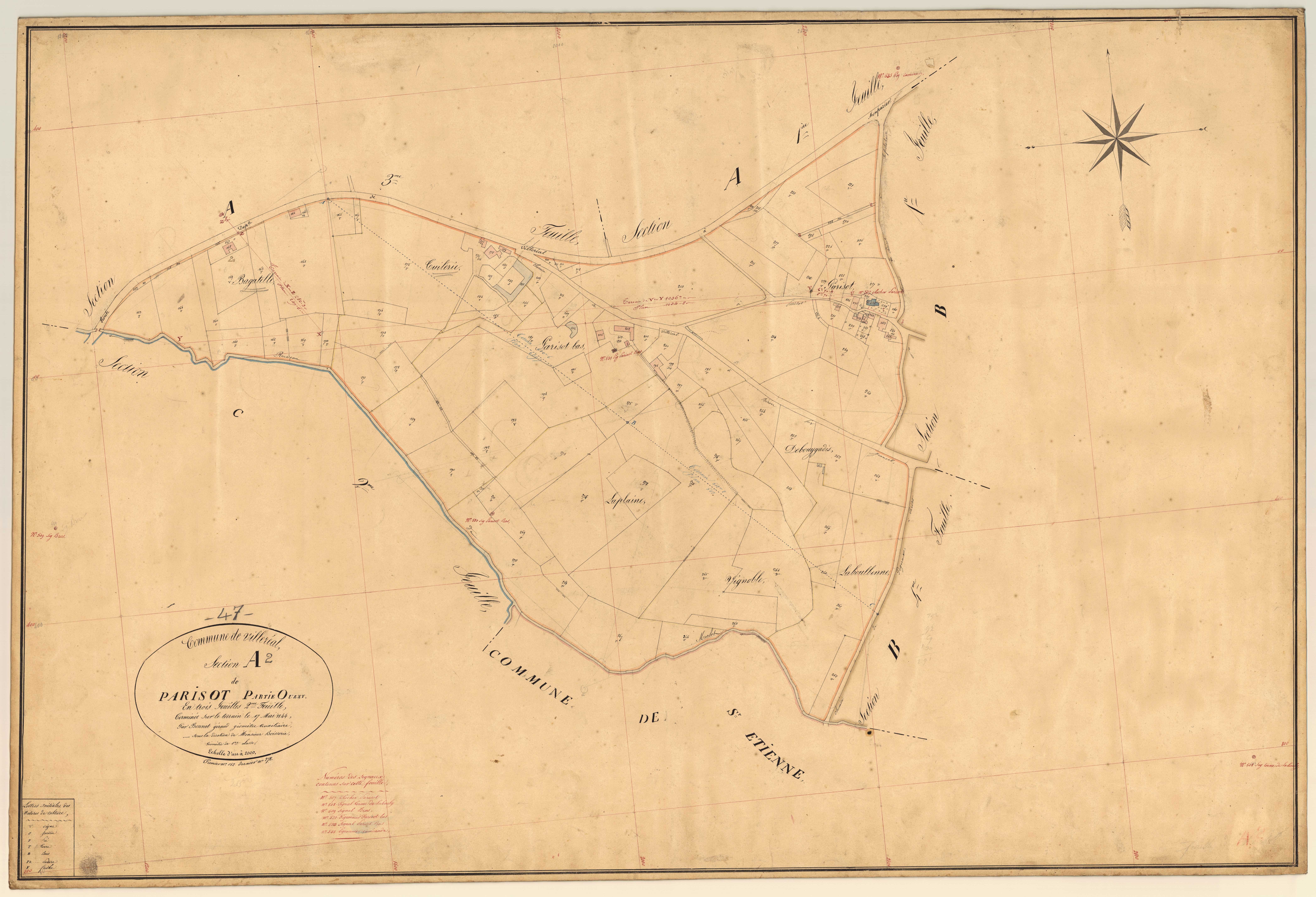 Plan napoléonien, feuille préparatoire-A2 Parisot partie ouest, Villeréal