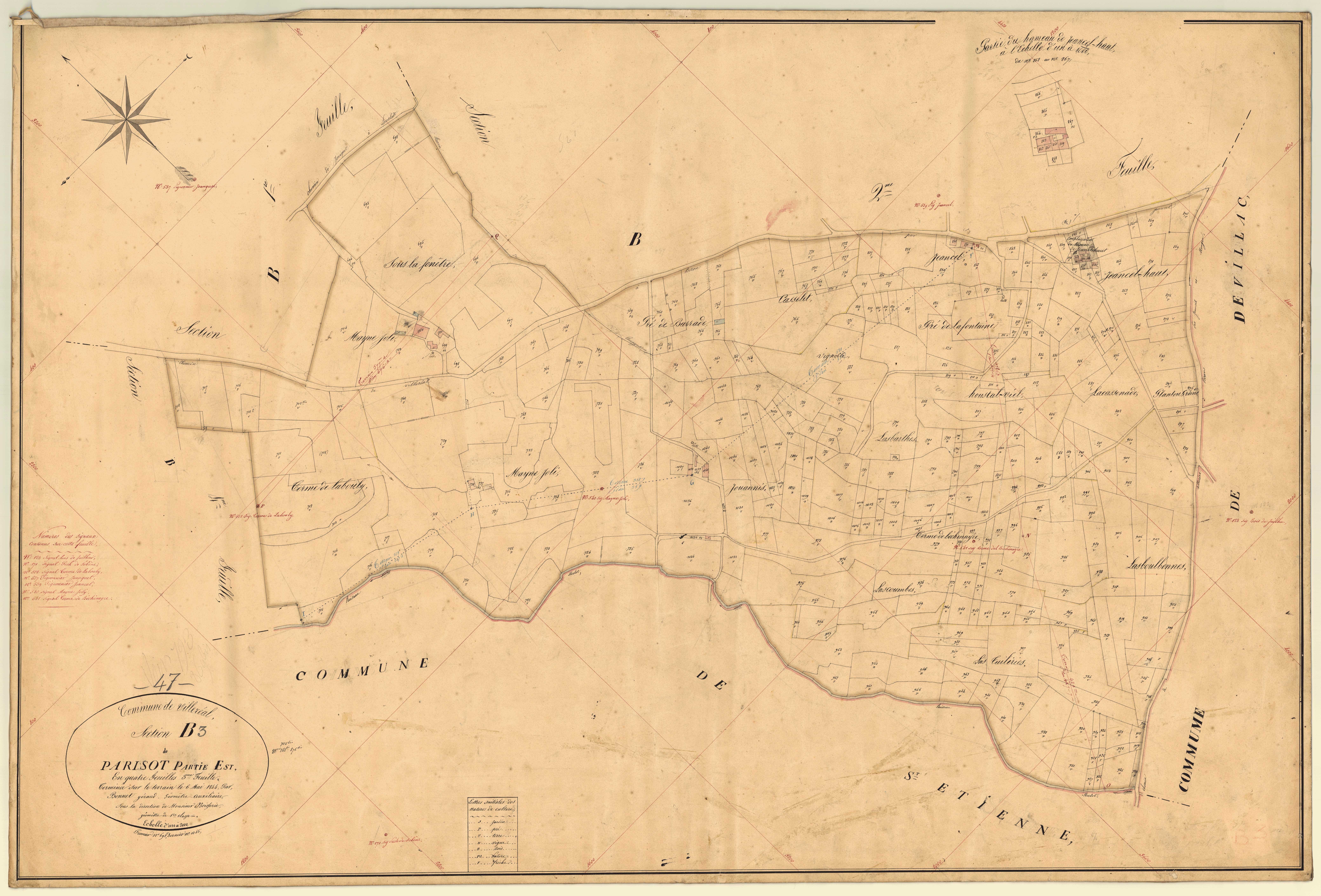 Plan napoléonien, feuille préparatoire-B3 Parisot partie est, Villeréal