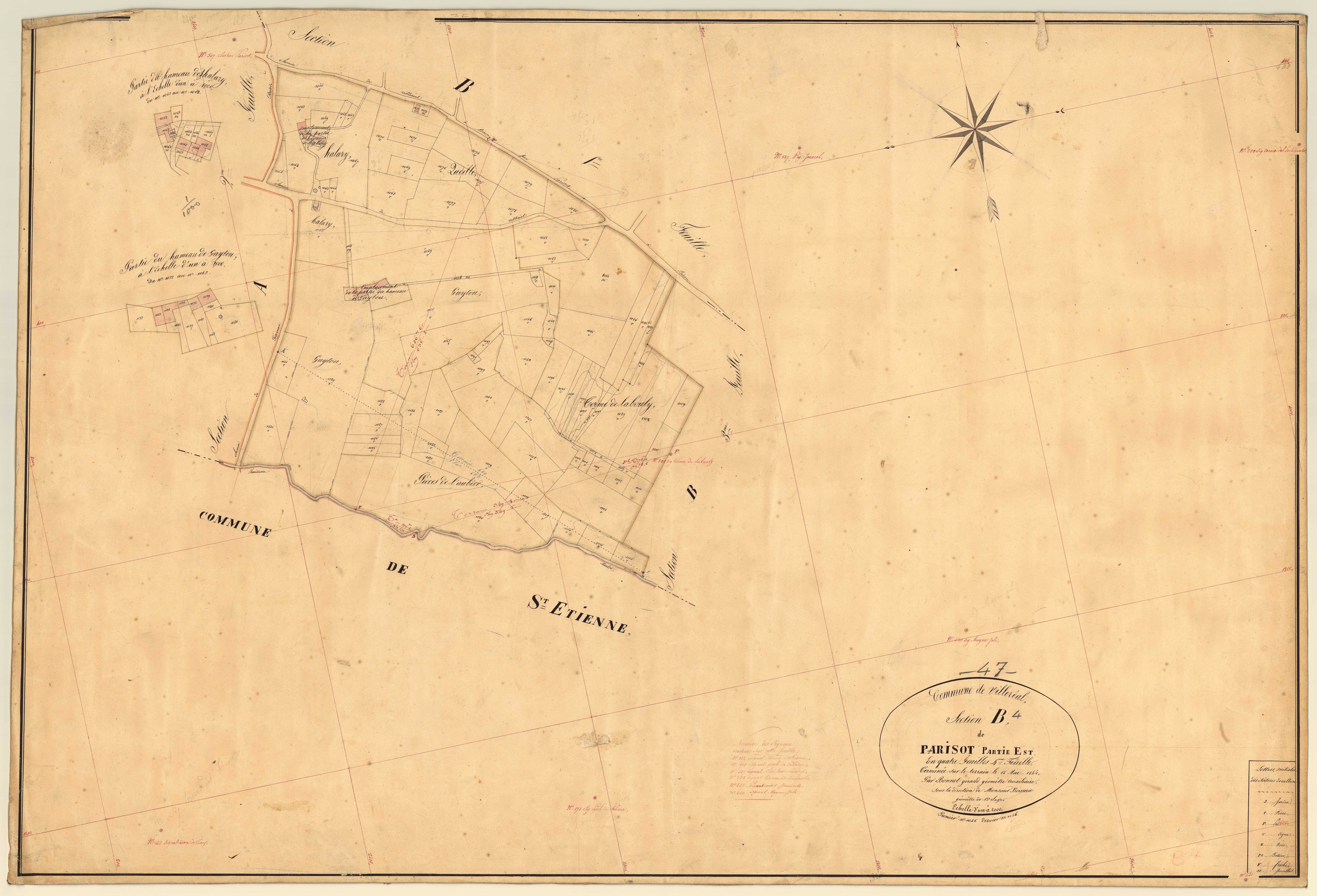 Plan napoléonien, feuille préparatoire-B4 Parisot partie est, Villeréal