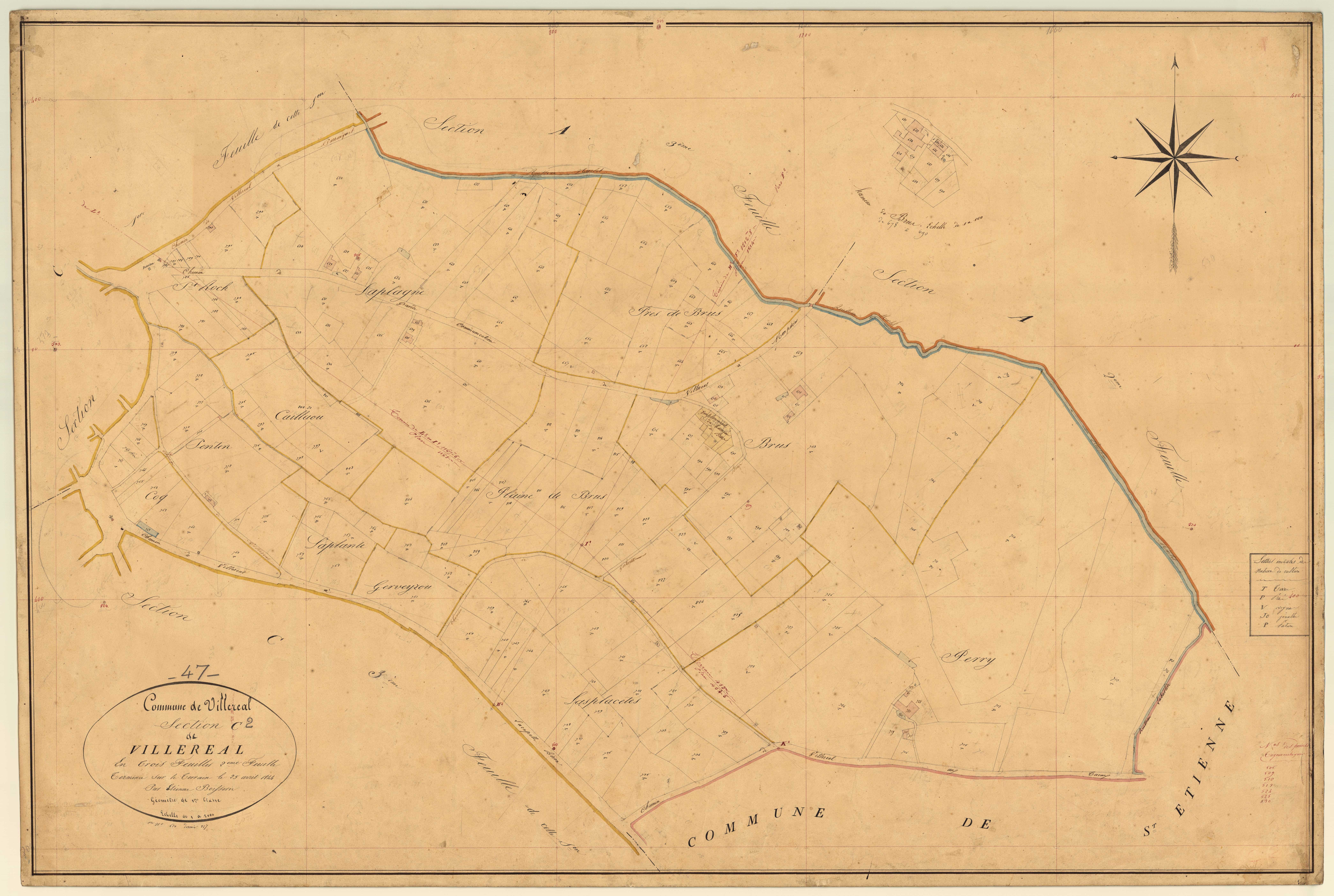 Plan napoléonien, feuille préparatoire-C2 Villeréal, Villeréal