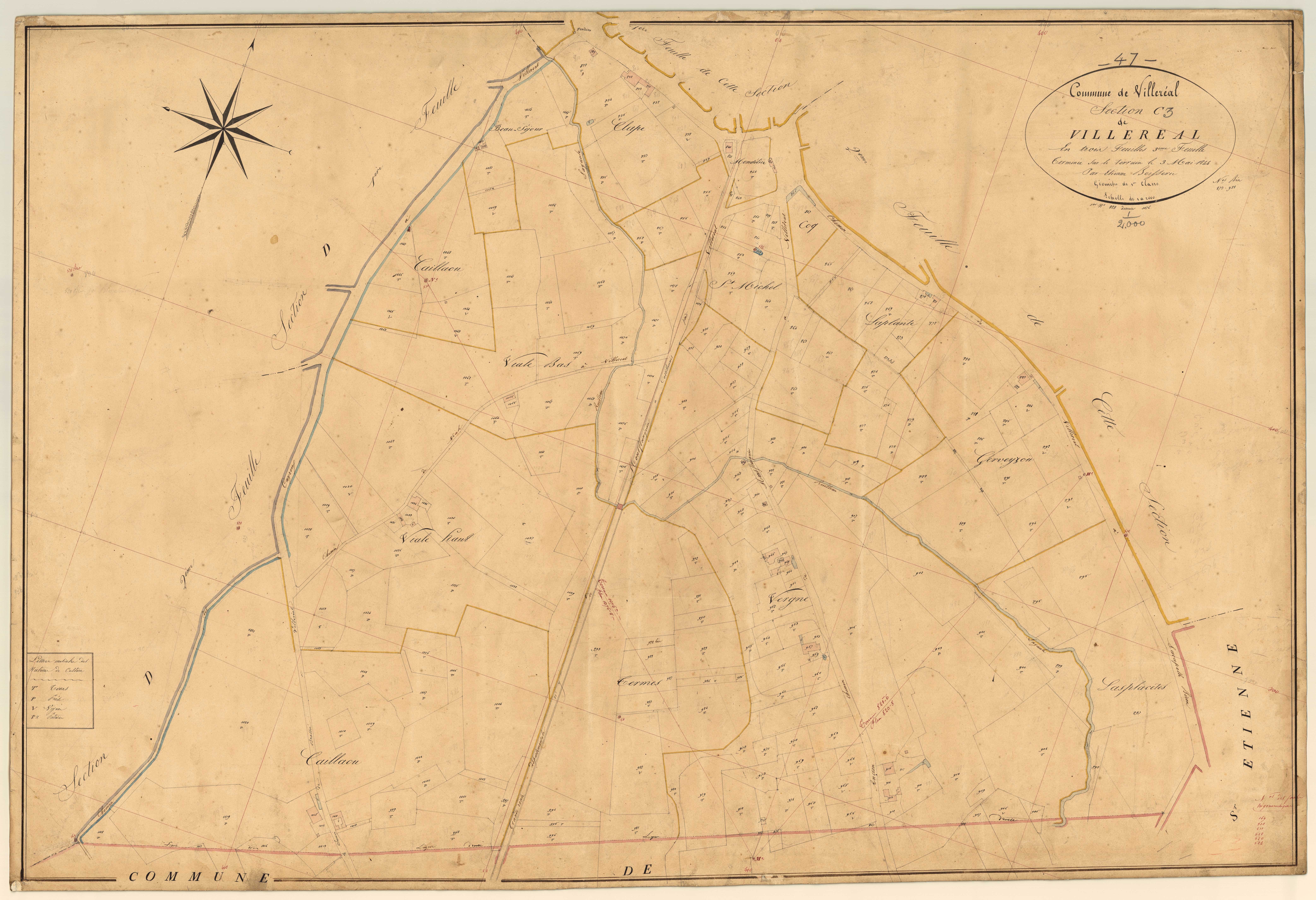 Plan napoléonien, feuille préparatoire-C3 Villeréal, Villeréal