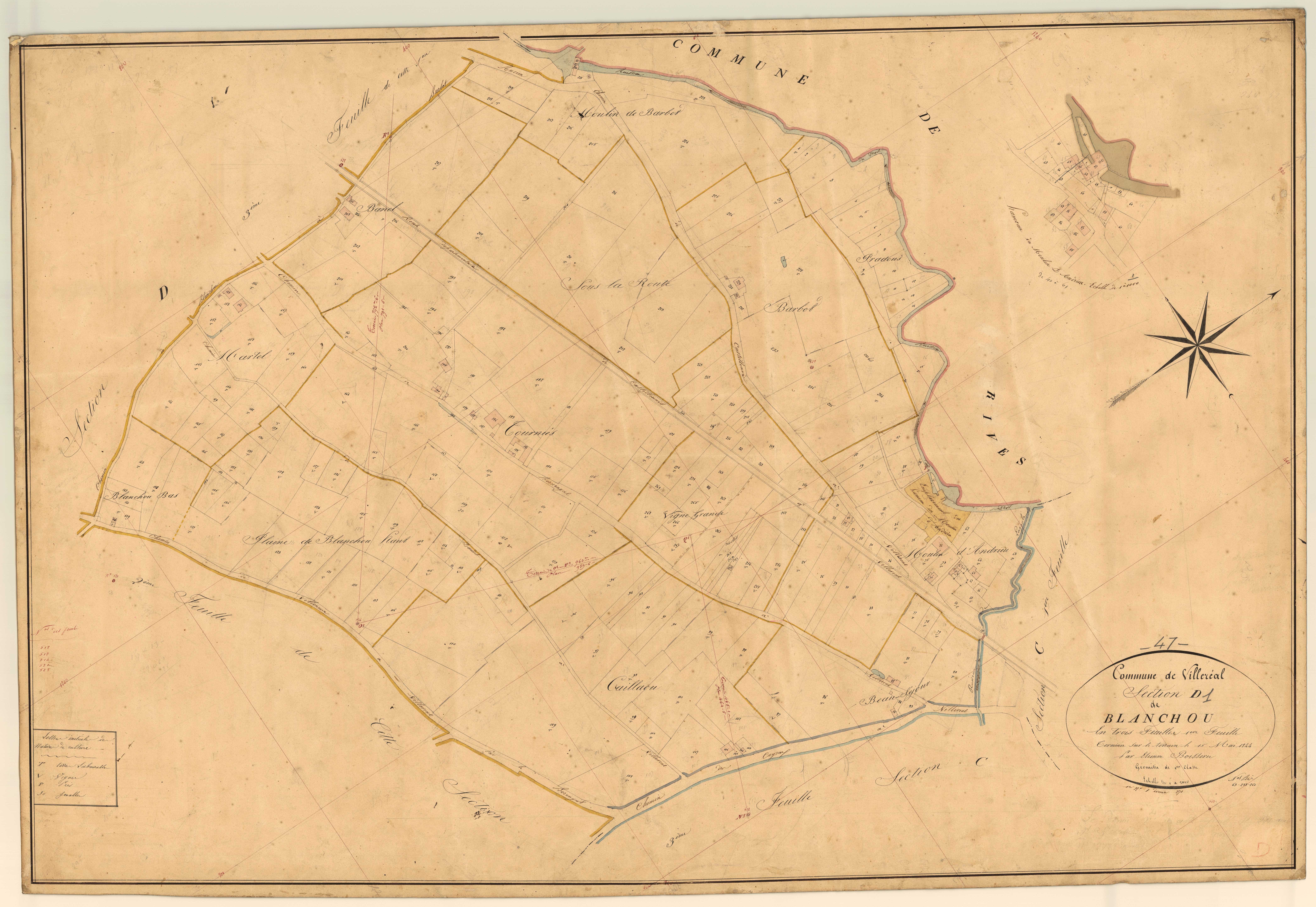 Plan napoléonien, feuille préparatoire-D1 Blanchou, Villeréal