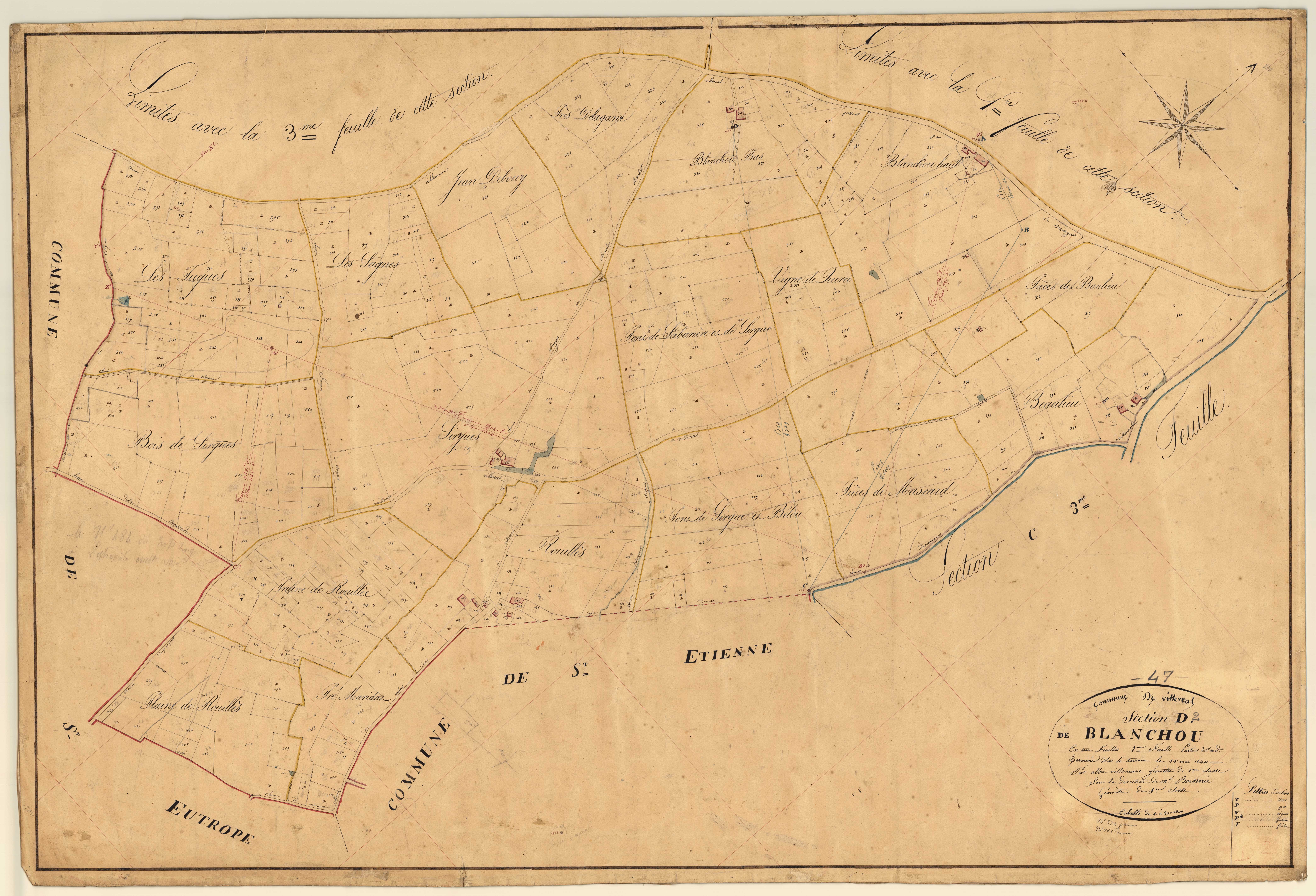 Plan napoléonien, feuille préparatoire-D2 Blanchou, Villeréal