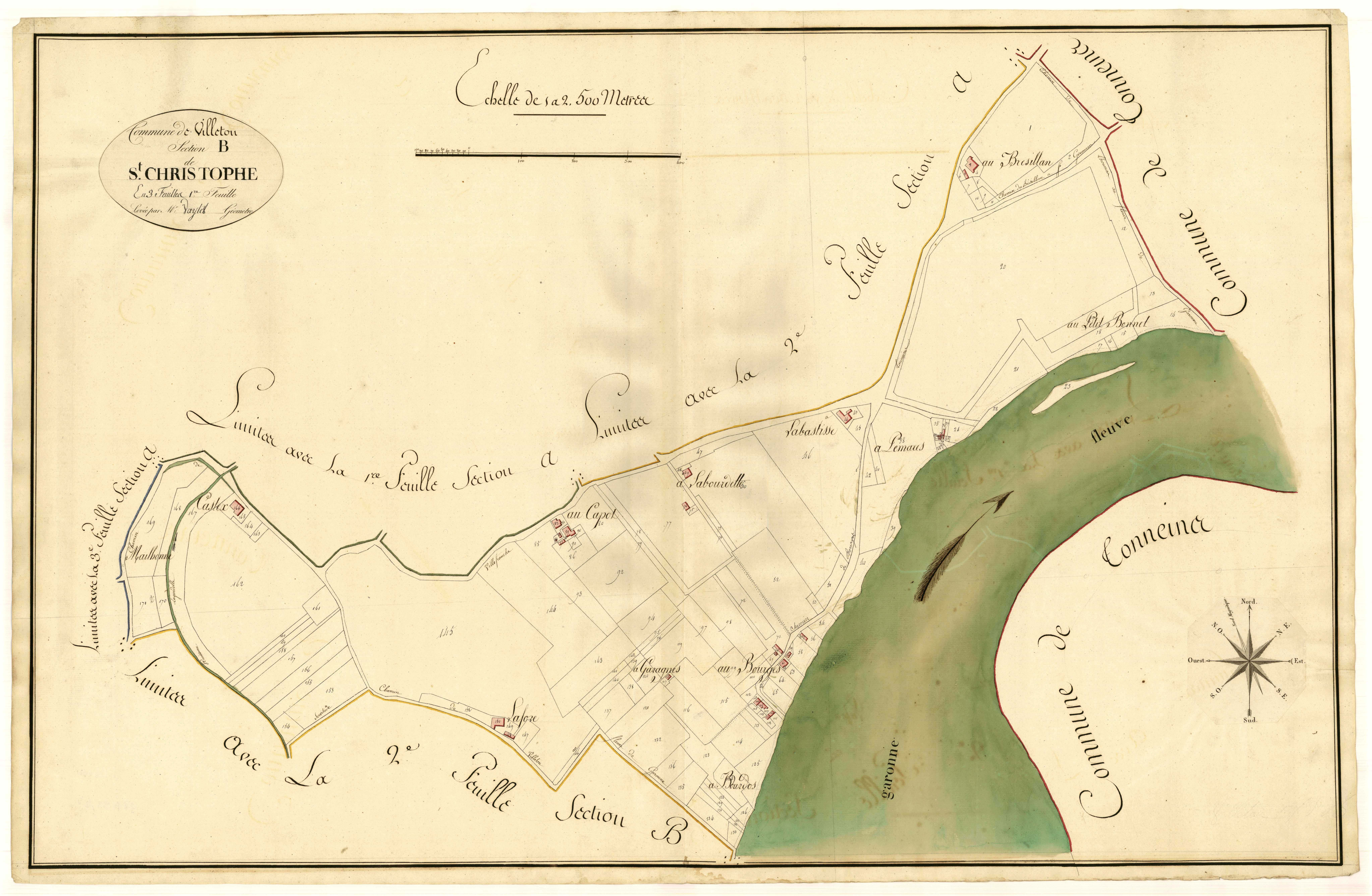 Plan primitif, atlas-B1 Saint-Christophe, Villeton