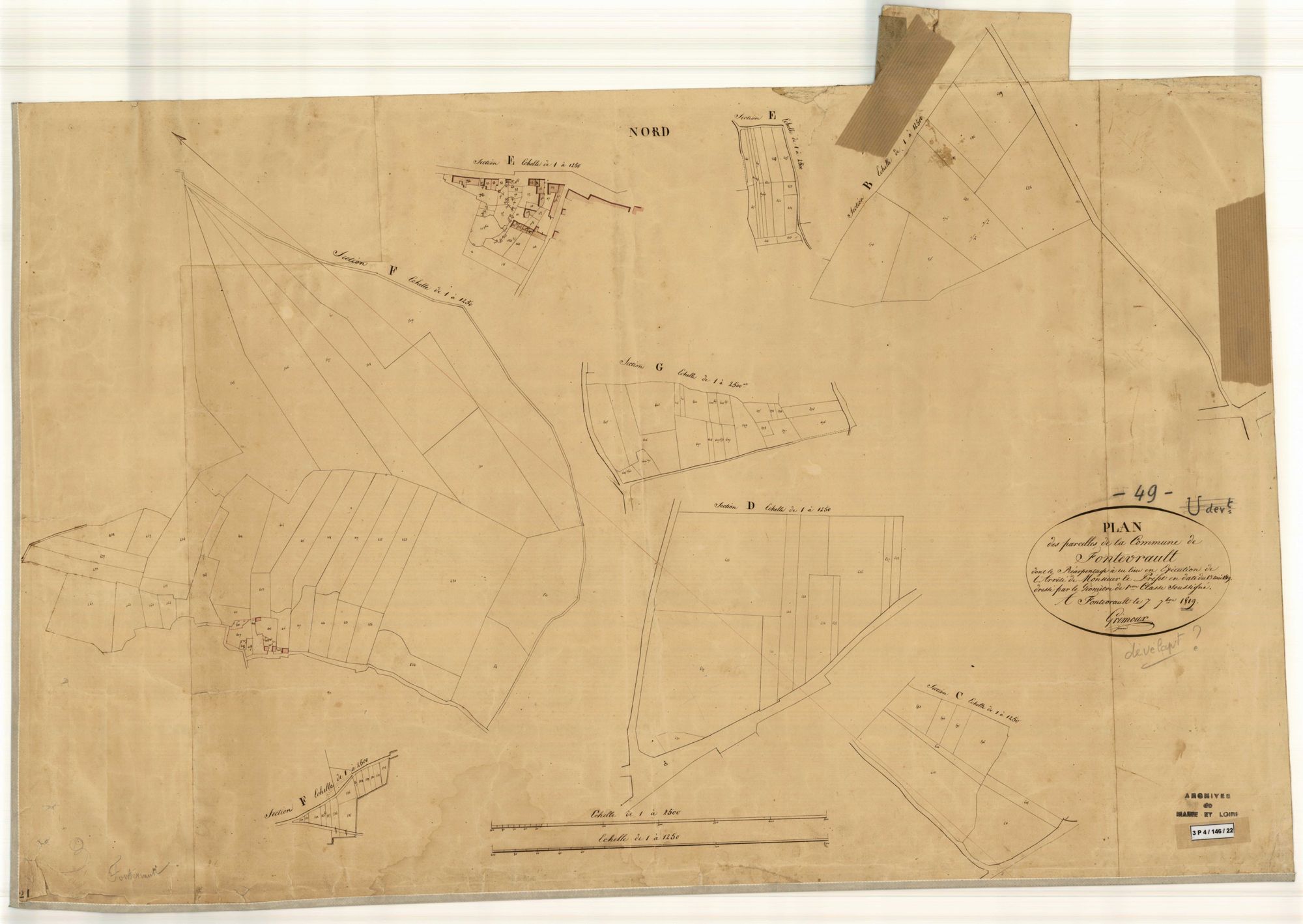 Fontevraud-l'Abbaye Feuille de réarpentage